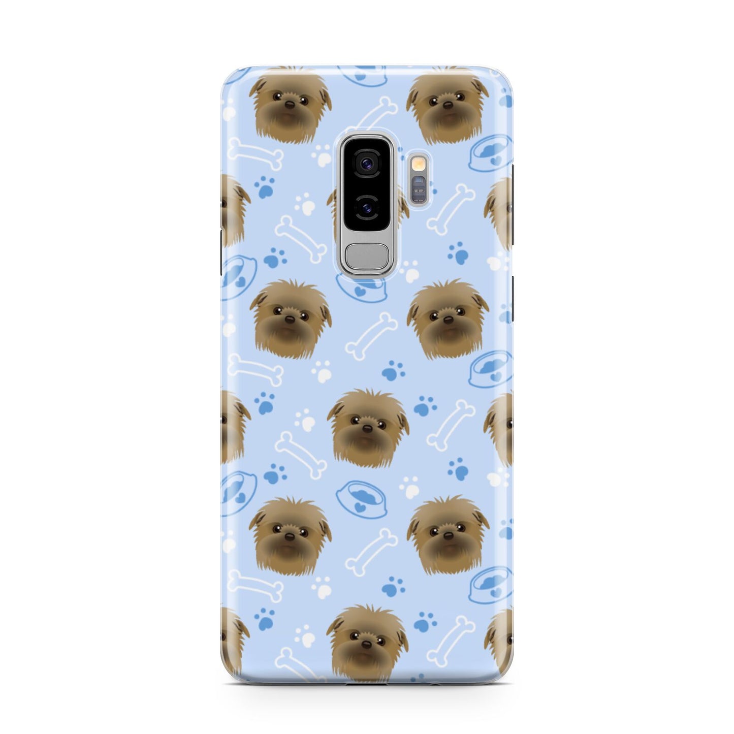 Personalised Affenpinscher Blue Samsung Galaxy S9 Plus Case on Silver phone