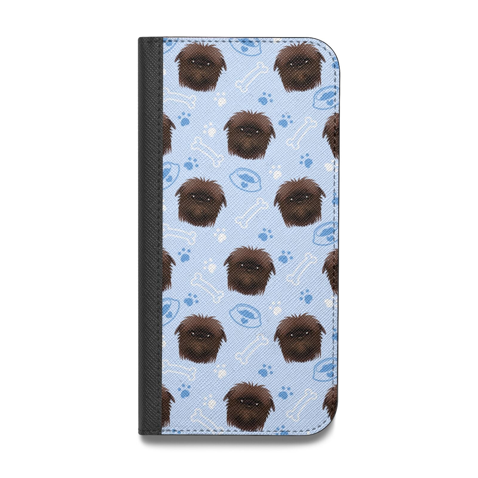 Personalised Affenpinscher Blue Vegan Leather Flip Samsung Case