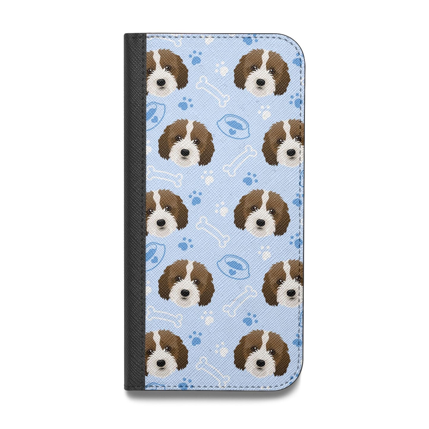 Personalised Affenpinscher Blue Vegan Leather Flip iPhone Case