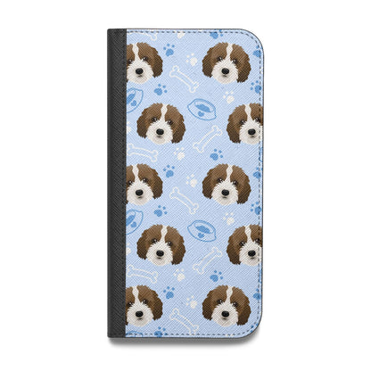 Personalised Affenpinscher Blue Vegan Leather Flip iPhone Case