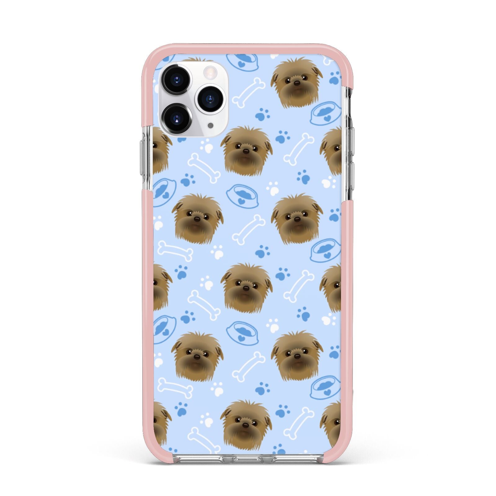 Personalised Affenpinscher Blue iPhone 11 Pro Max Impact Pink Edge Case