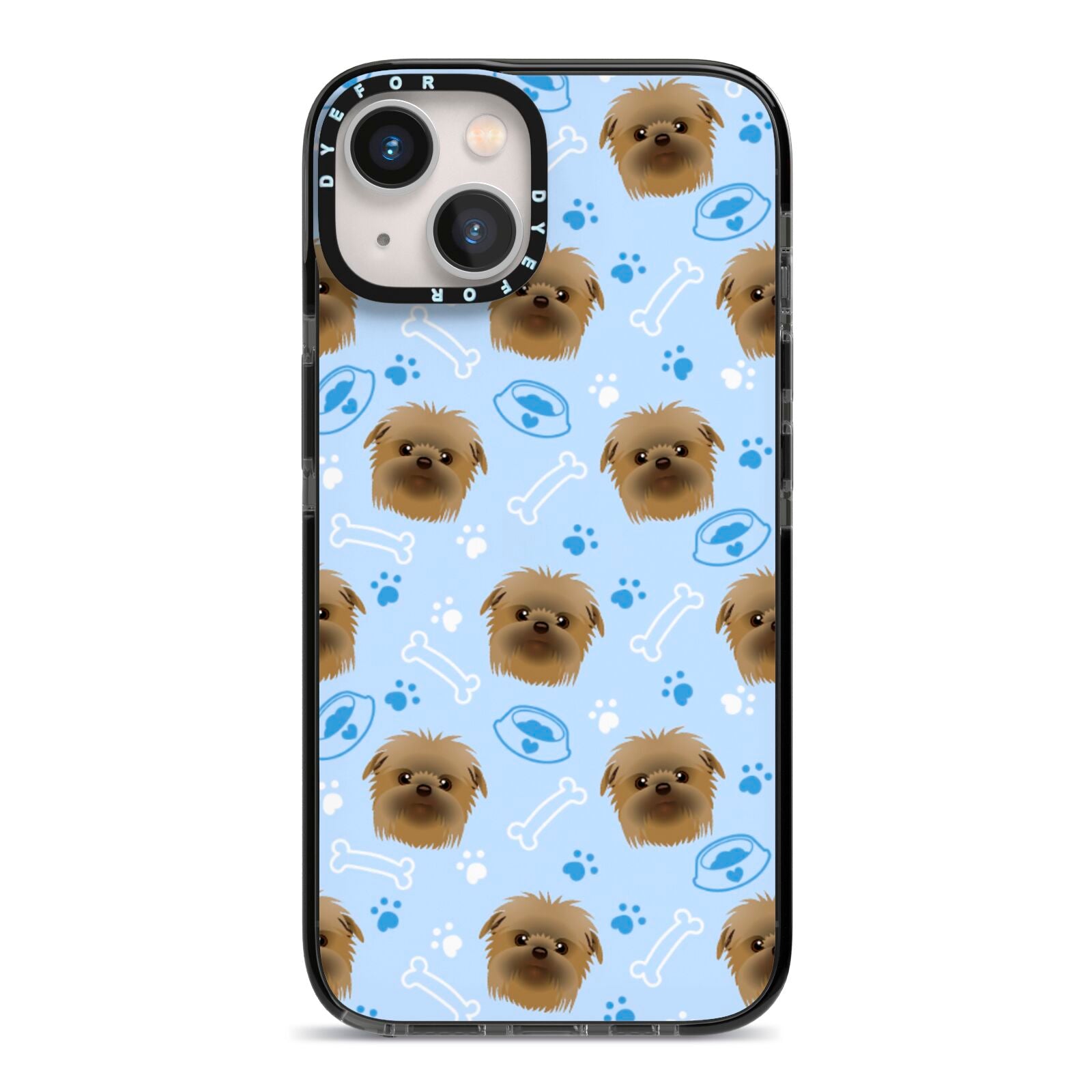 Personalised Affenpinscher Blue iPhone 13 Black Impact Case on Silver phone