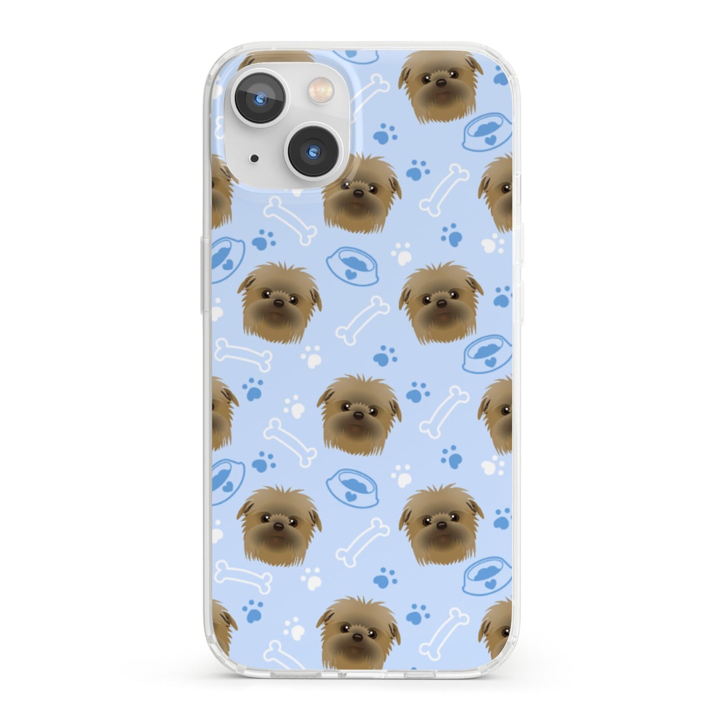 Personalised Affenpinscher Blue iPhone 13 Clear Bumper Case