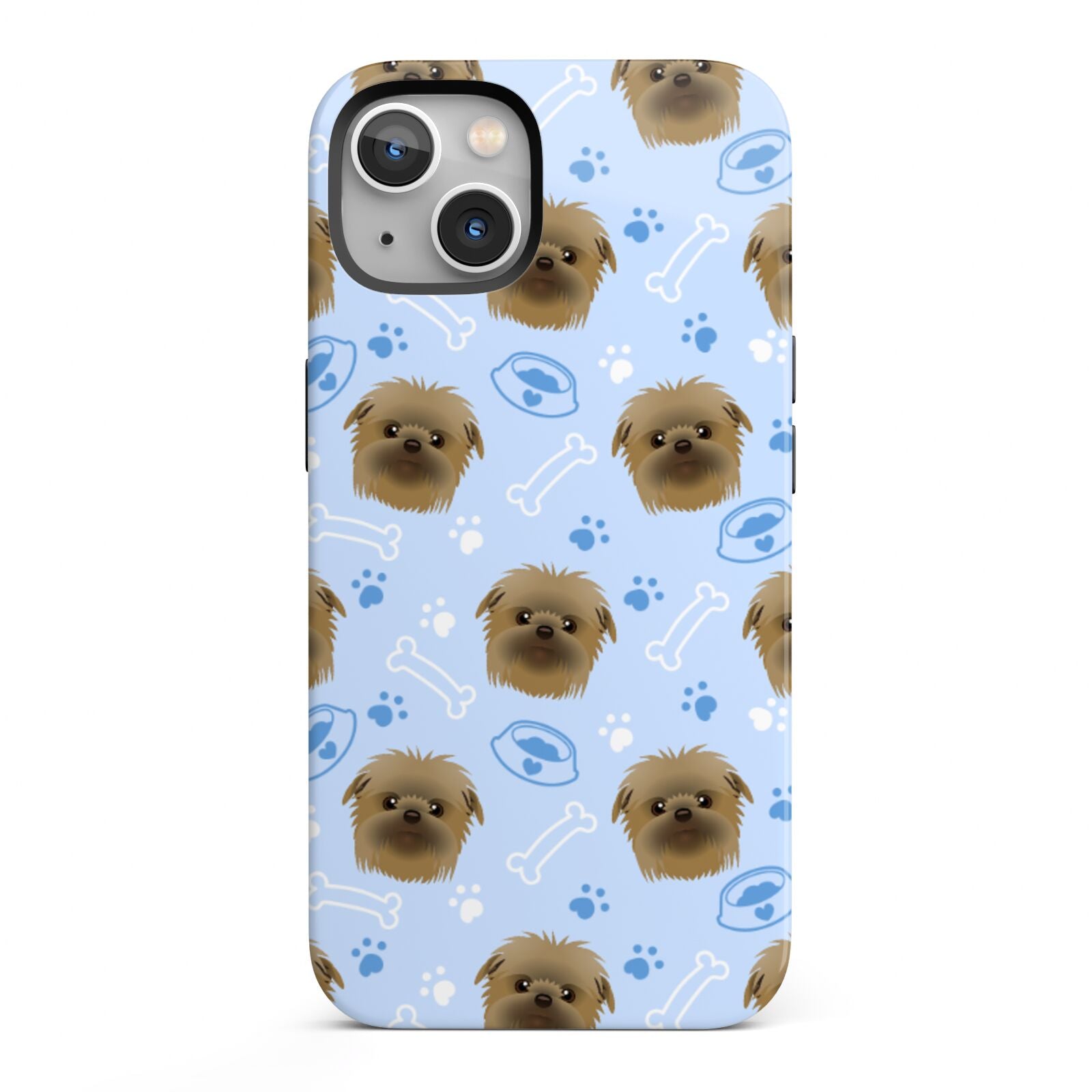 Personalised Affenpinscher Blue iPhone 13 Full Wrap 3D Tough Case