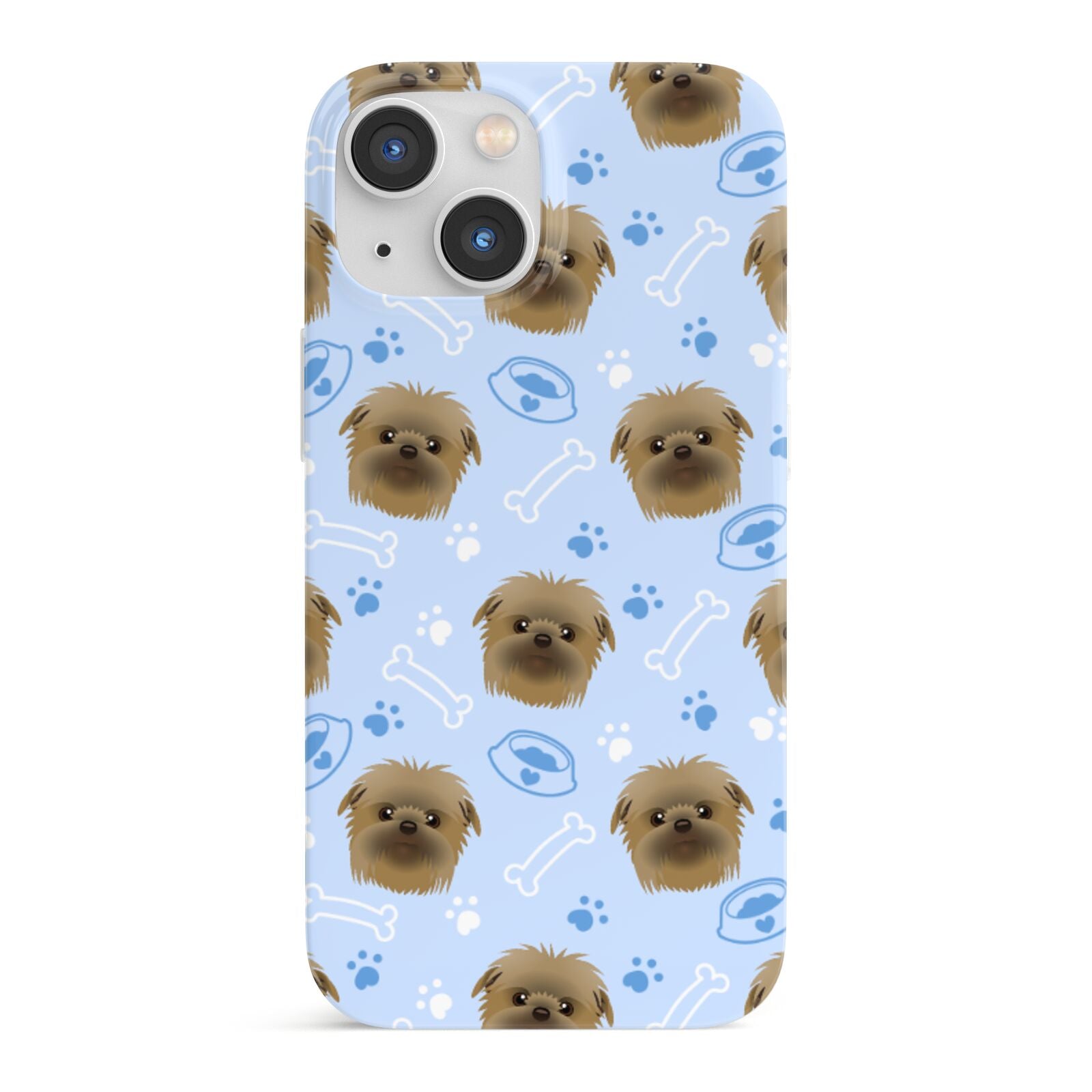 Personalised Affenpinscher Blue iPhone 13 Mini Full Wrap 3D Snap Case