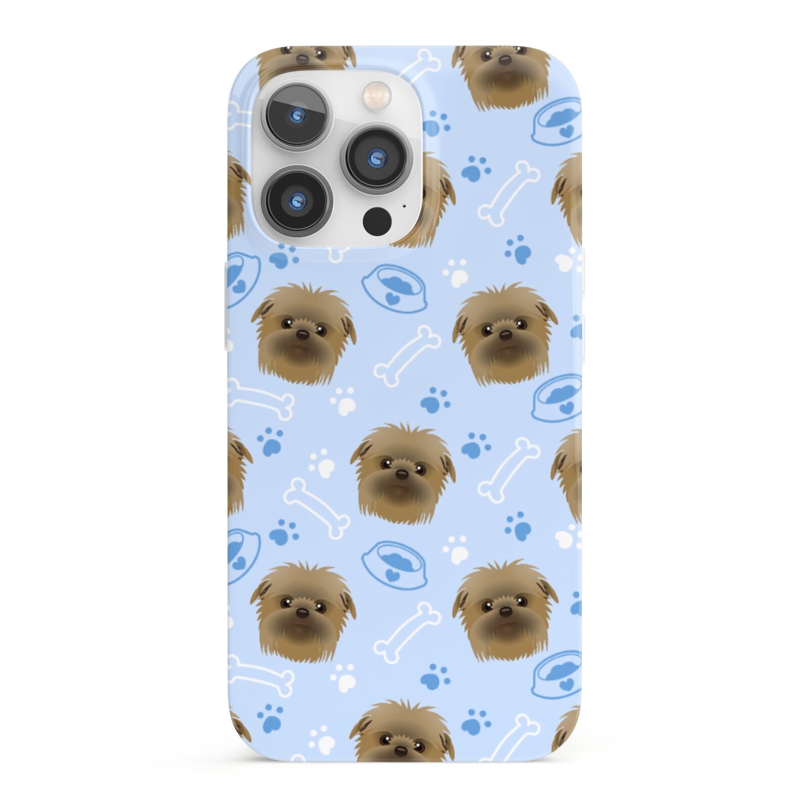 Personalised Affenpinscher Blue iPhone 13 Pro Full Wrap 3D Snap Case