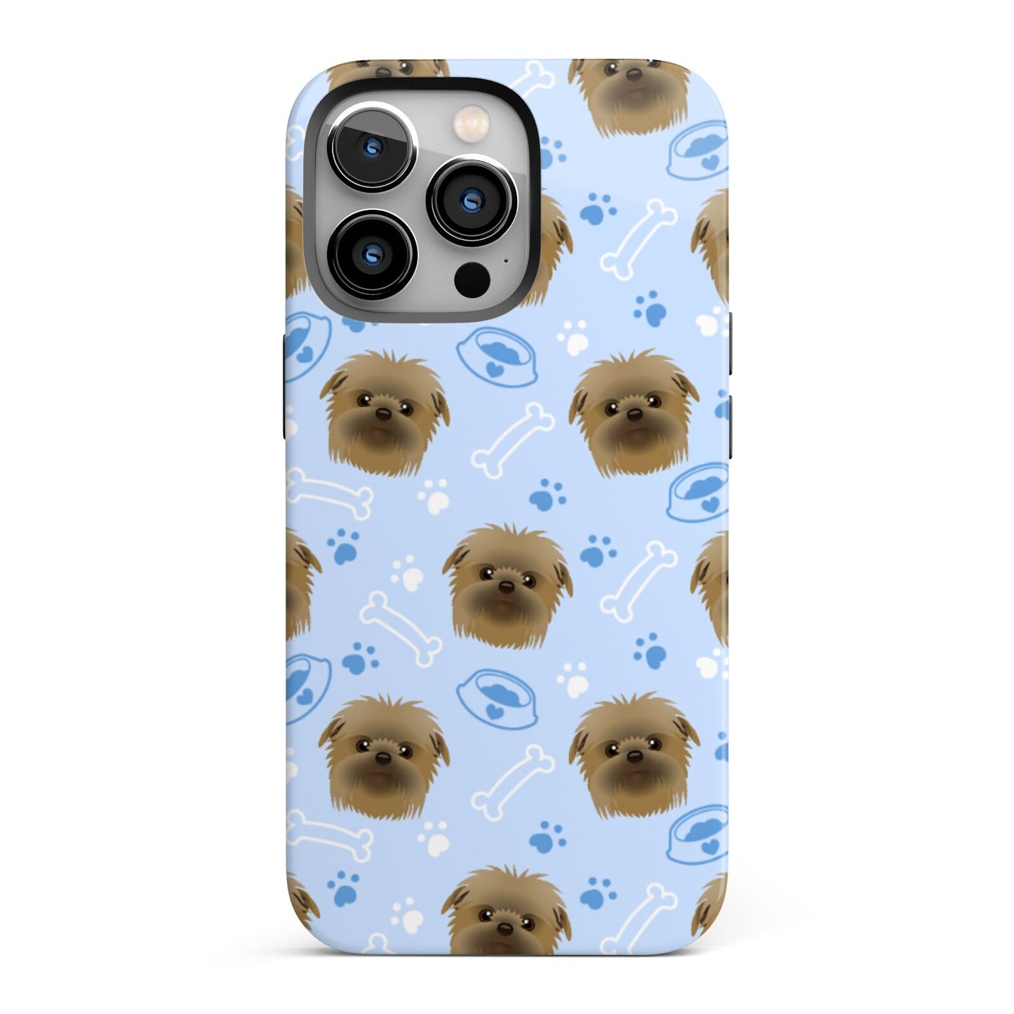 Personalised Affenpinscher Blue iPhone 13 Pro Full Wrap 3D Tough Case