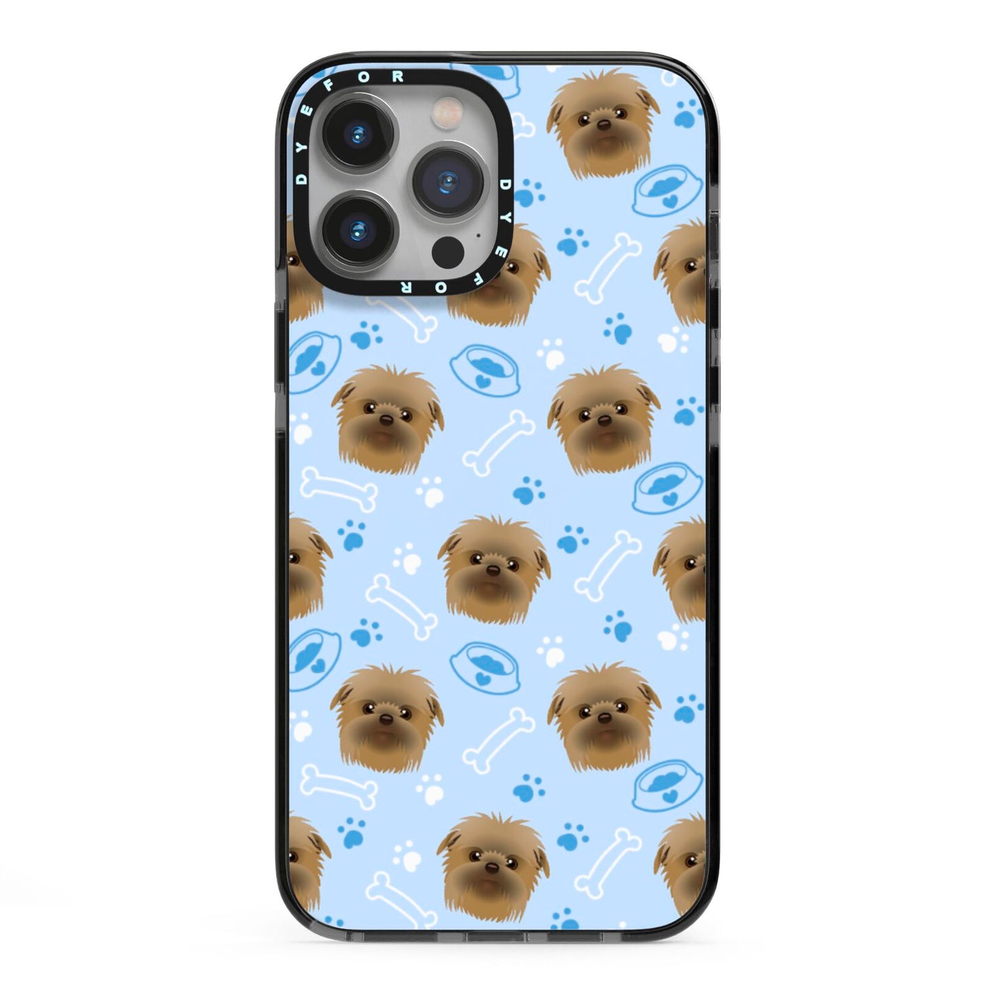 Personalised Affenpinscher Blue iPhone 13 Pro Max Black Impact Case on Silver phone