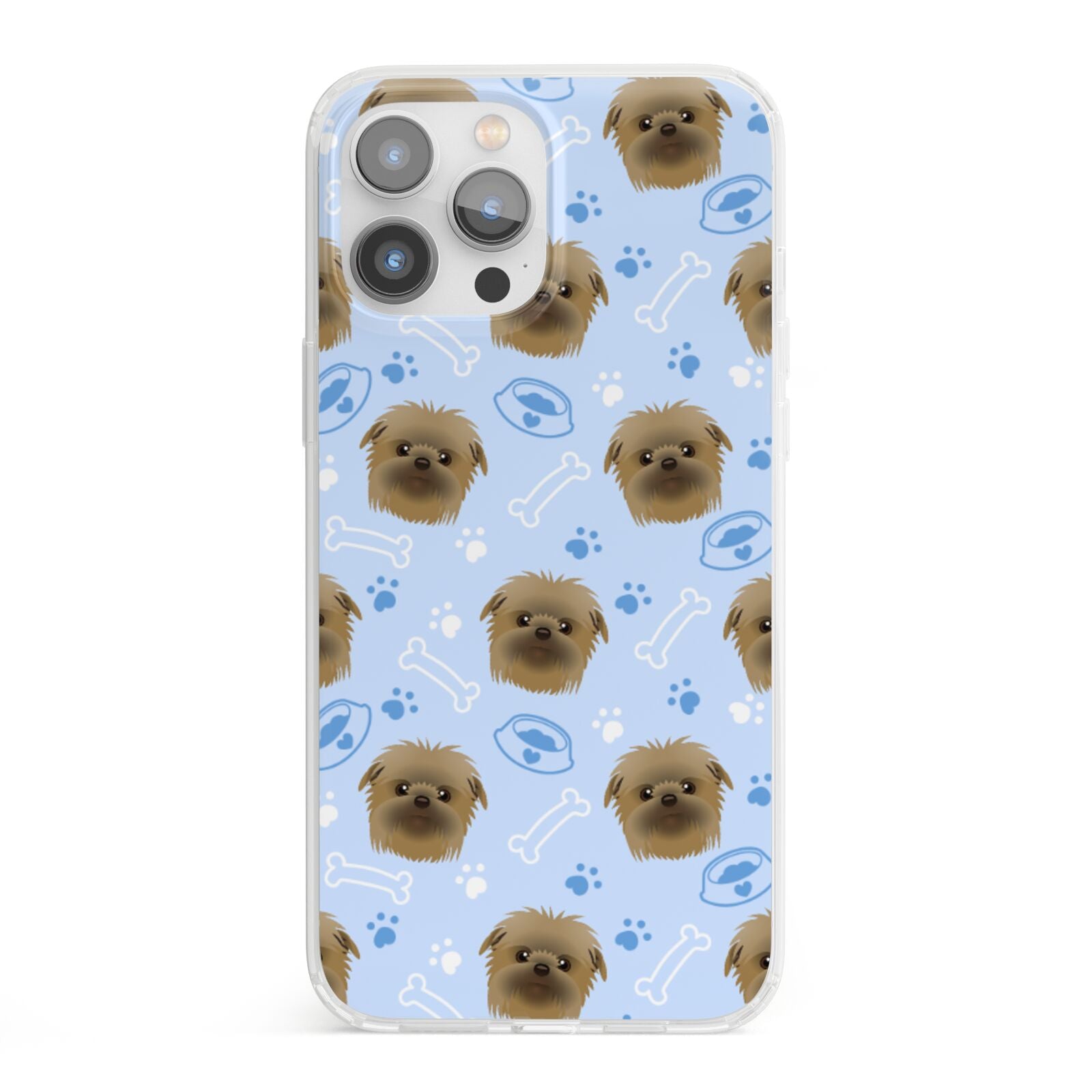 Personalised Affenpinscher Blue iPhone 13 Pro Max Clear Bumper Case