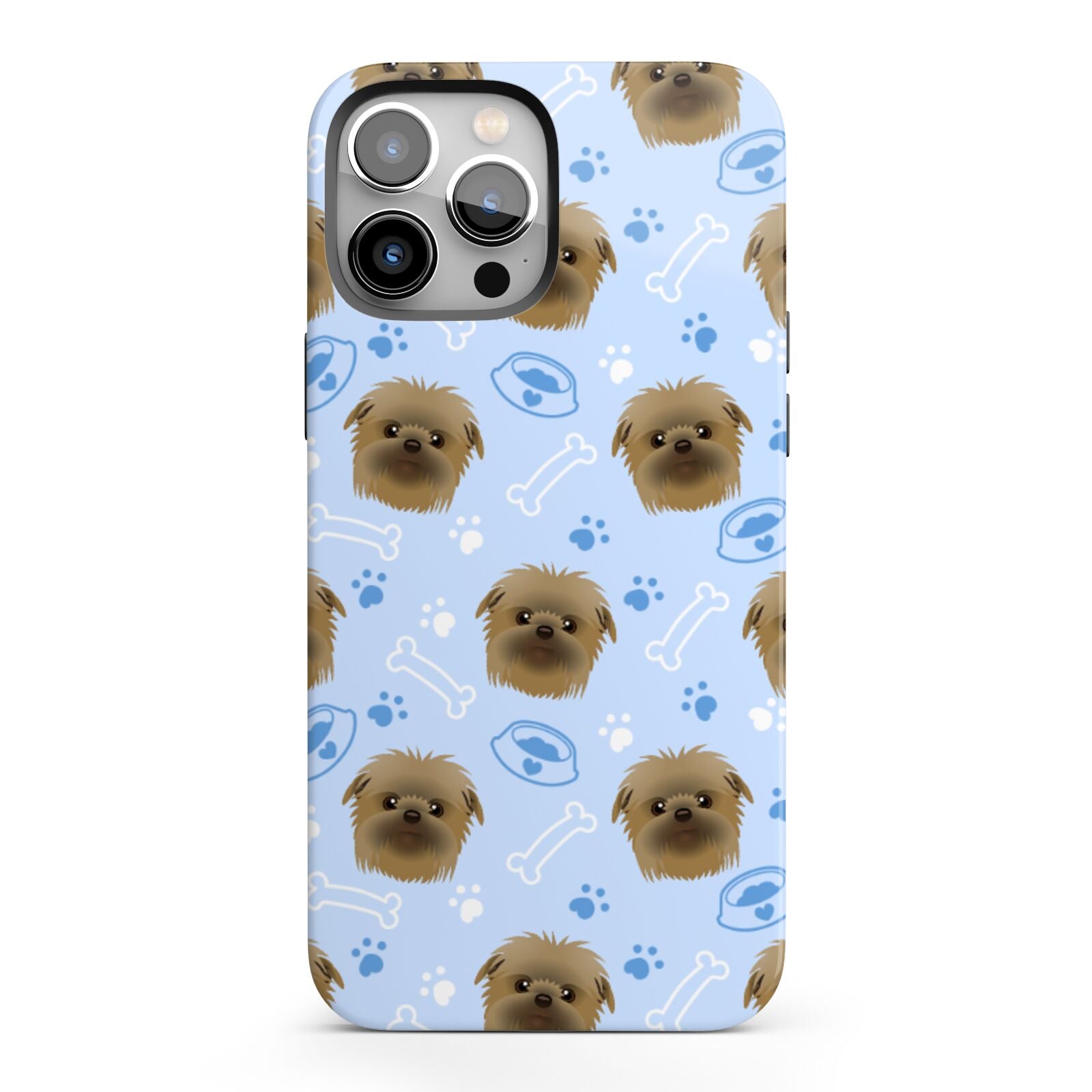 Personalised Affenpinscher Blue iPhone 13 Pro Max Full Wrap 3D Tough Case