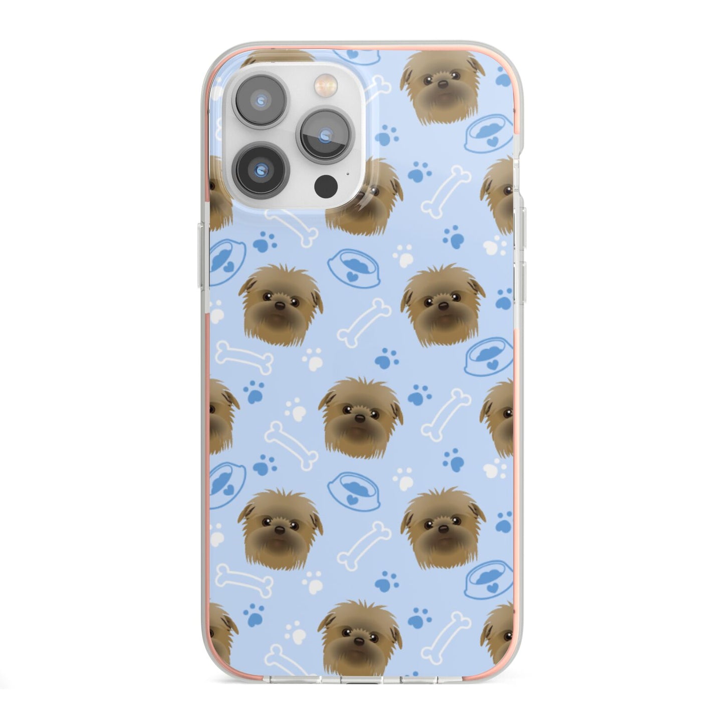 Personalised Affenpinscher Blue iPhone 13 Pro Max TPU Impact Case with Pink Edges