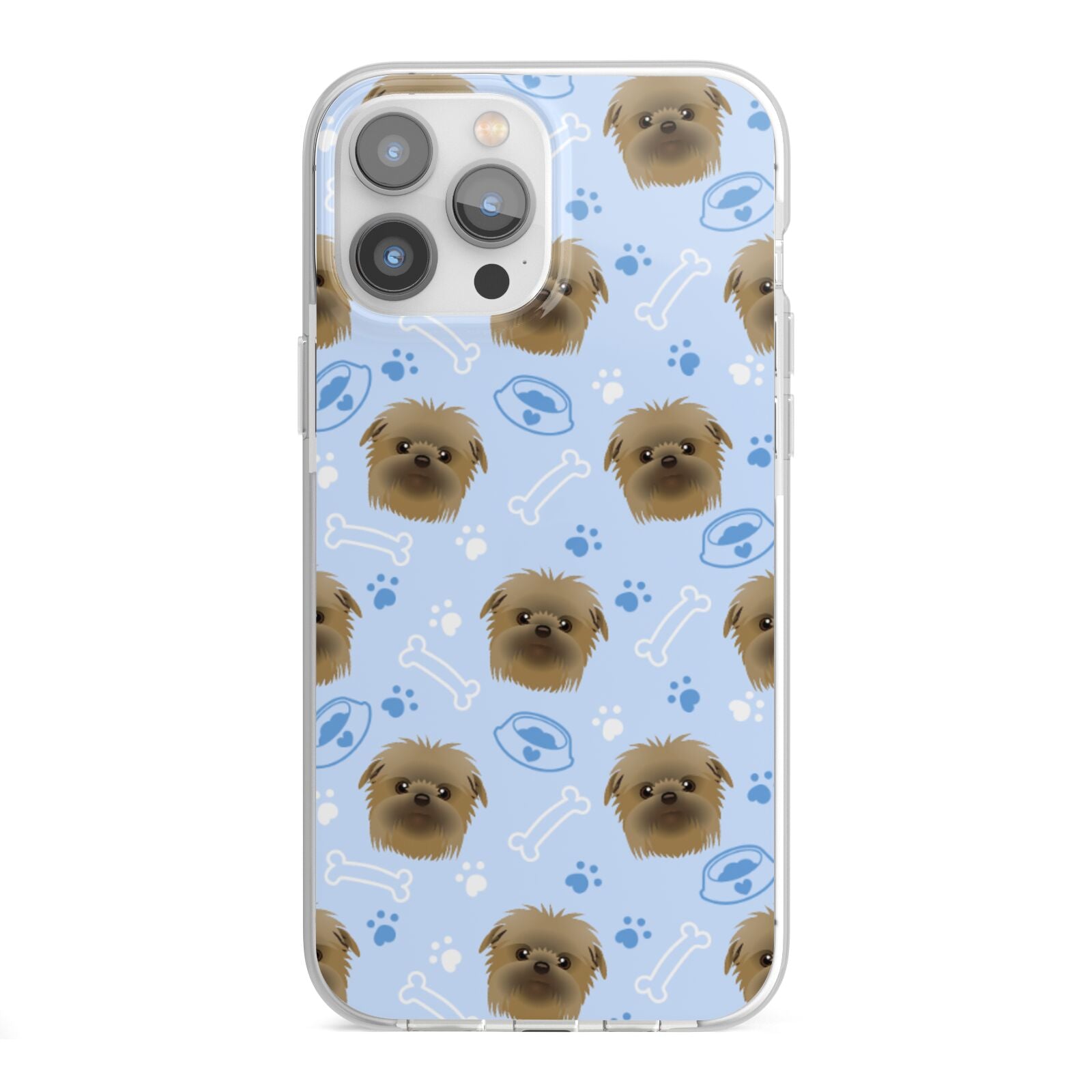 Personalised Affenpinscher Blue iPhone 13 Pro Max TPU Impact Case with White Edges