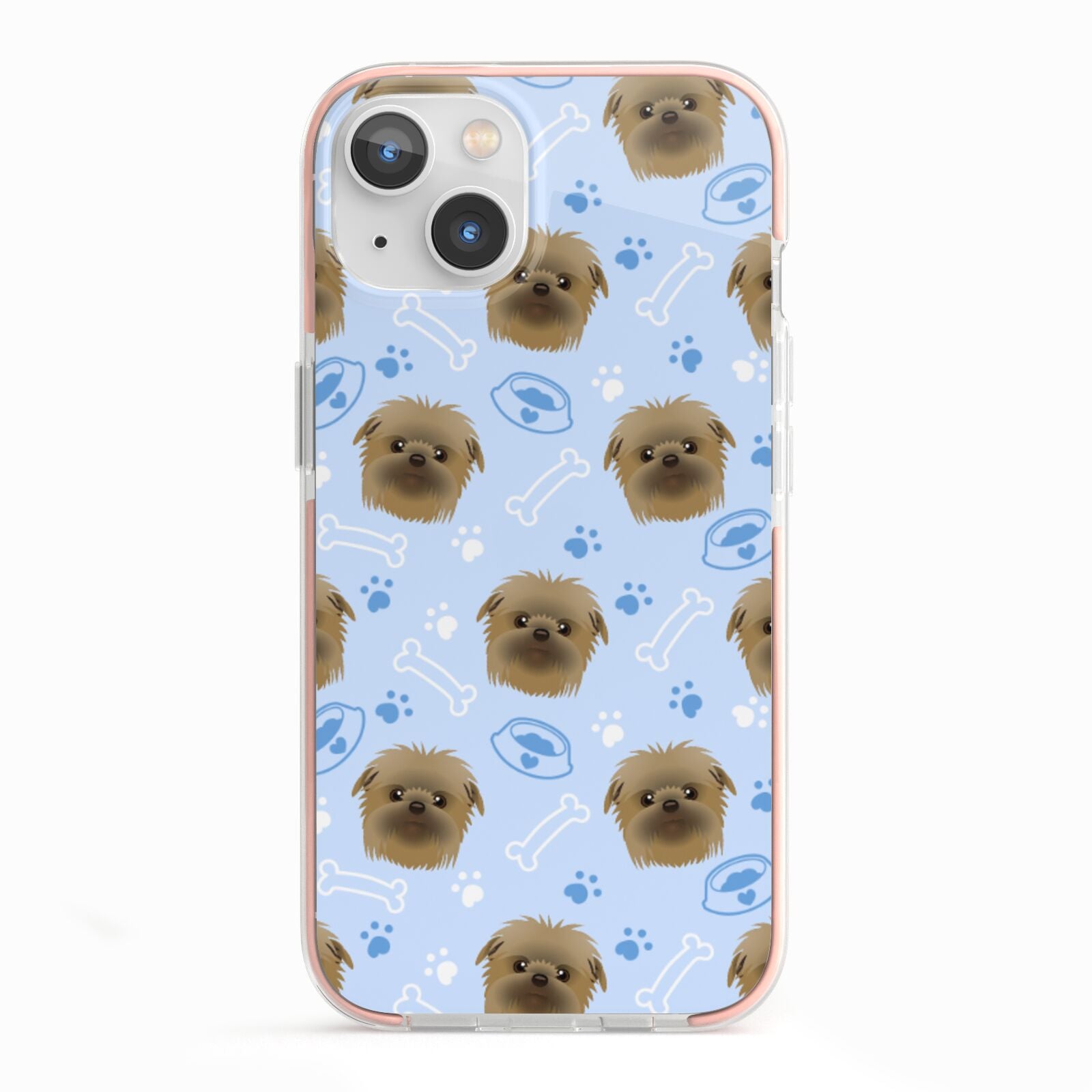 Personalised Affenpinscher Blue iPhone 13 TPU Impact Case with Pink Edges