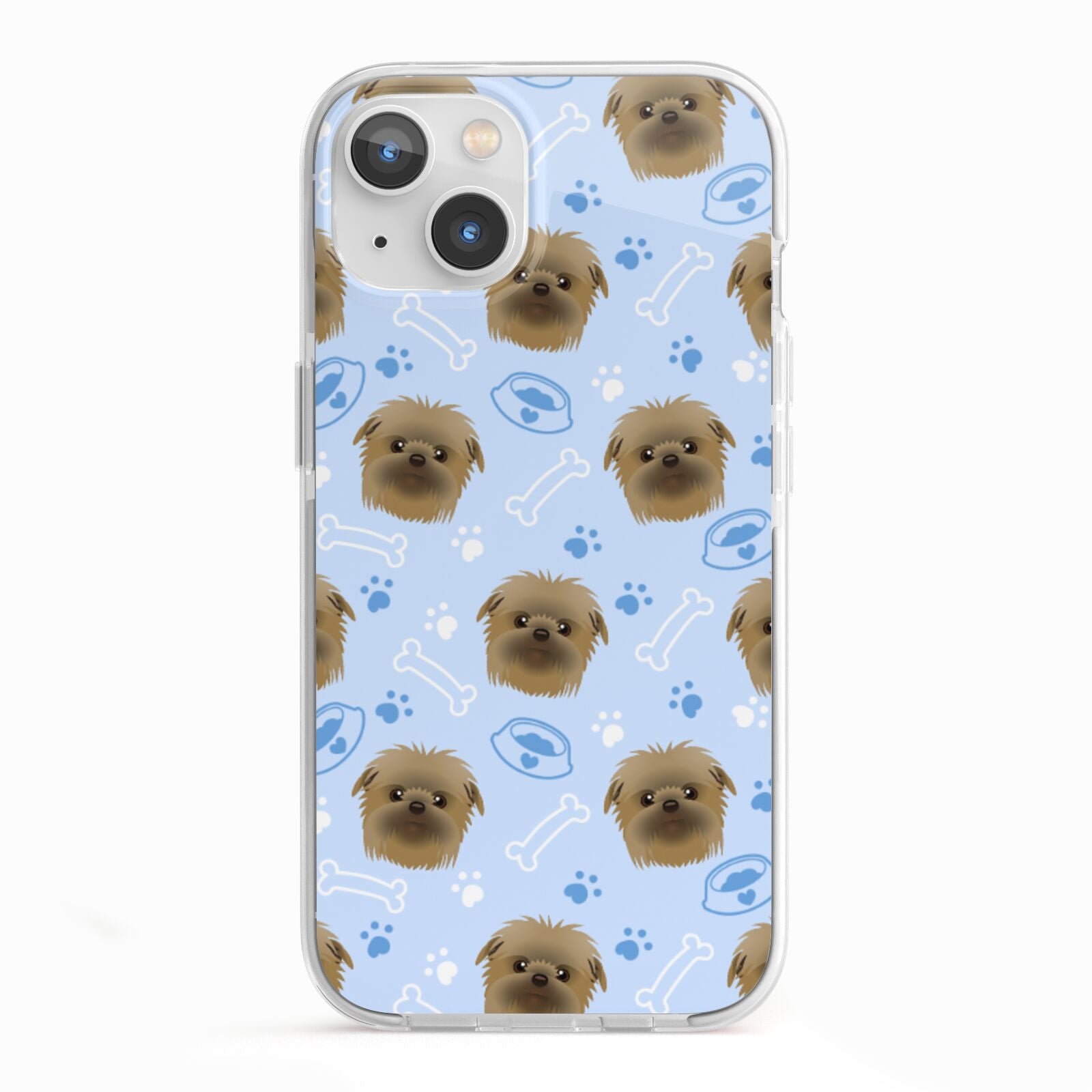 Personalised Affenpinscher Blue iPhone 13 TPU Impact Case with White Edges