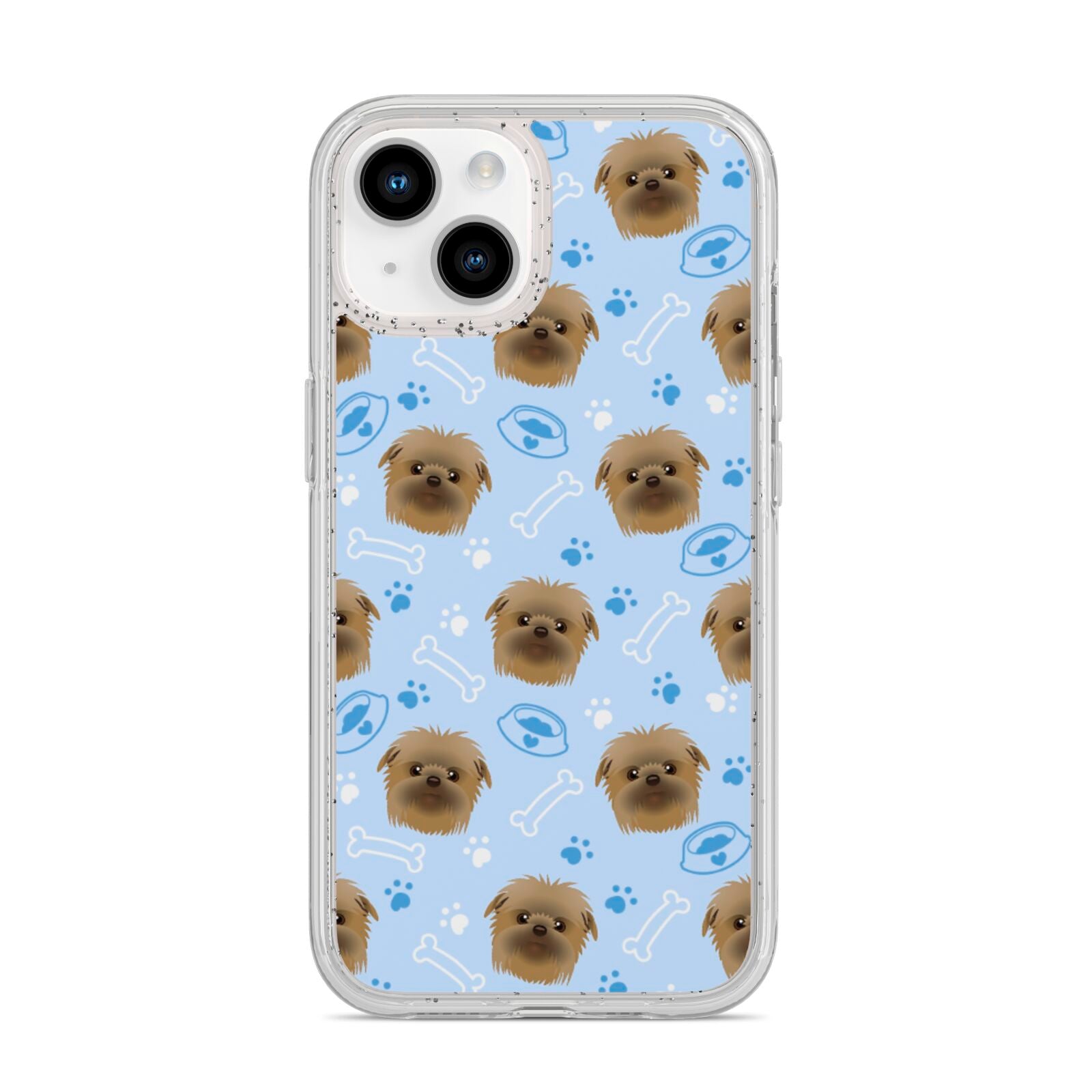 Personalised Affenpinscher Blue iPhone 14 Glitter Tough Case Starlight