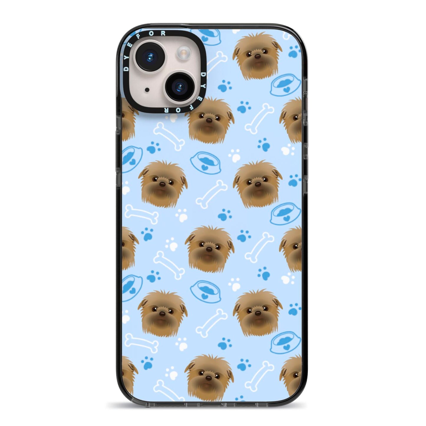 Personalised Affenpinscher Blue iPhone 14 Plus Black Impact Case on Silver phone
