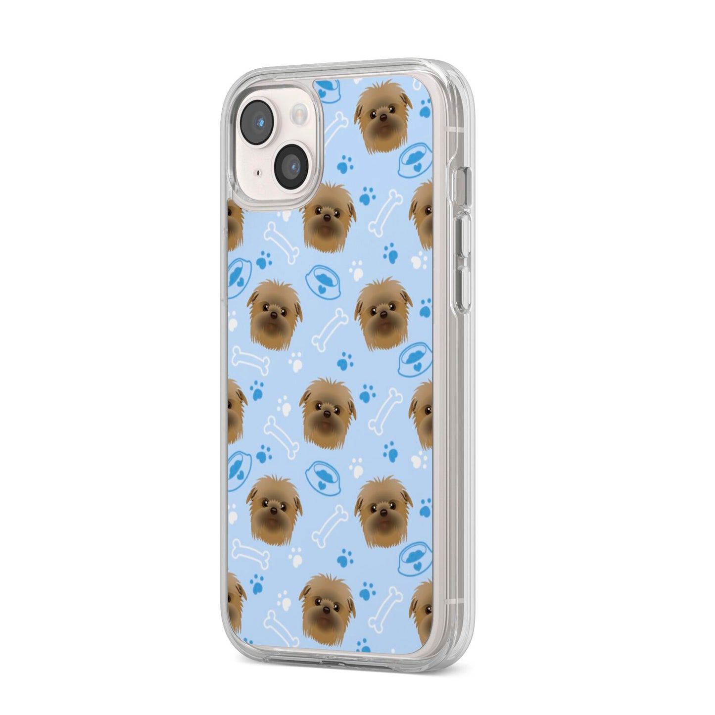 Personalised Affenpinscher Blue iPhone 14 Plus Clear Tough Case Starlight Angled Image