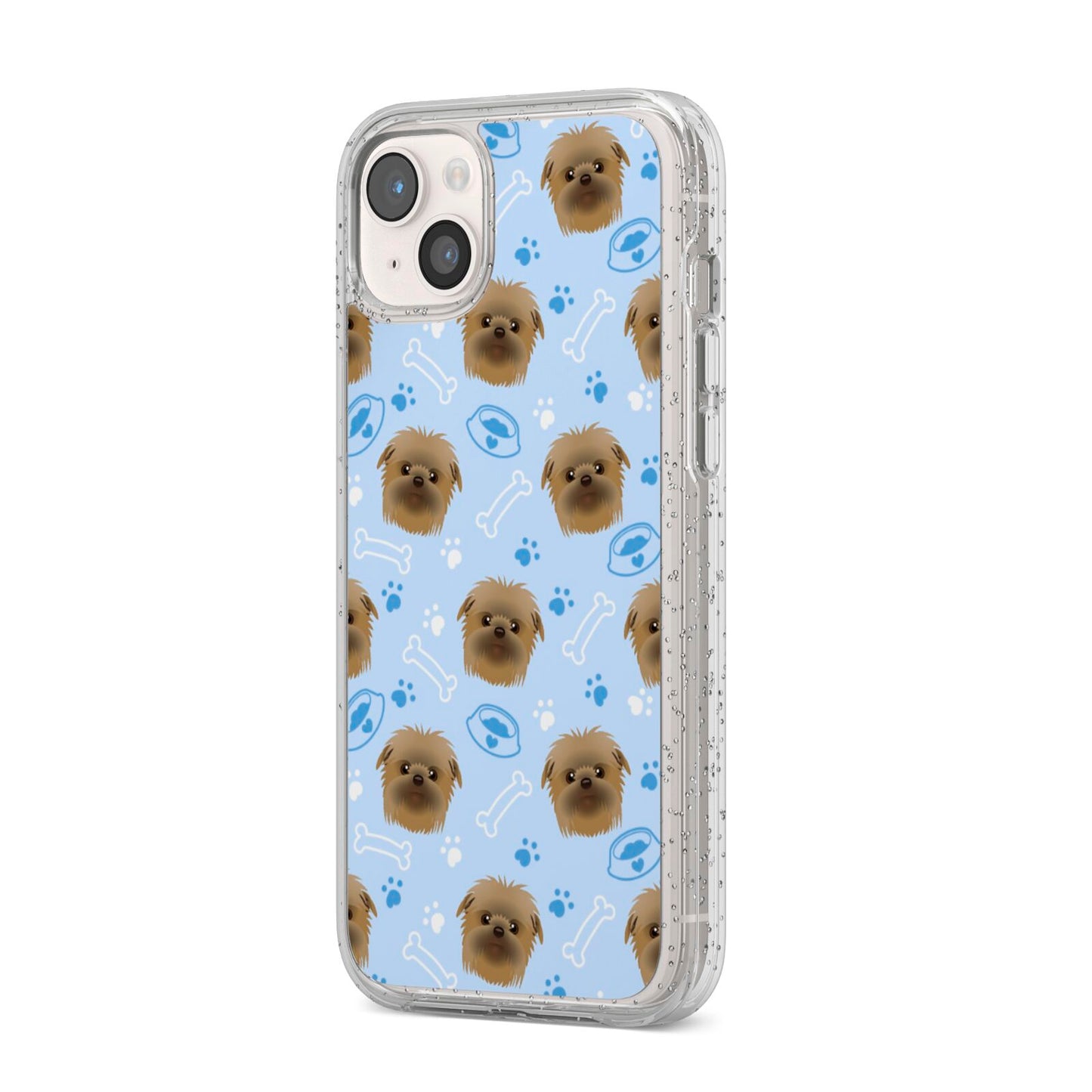 Personalised Affenpinscher Blue iPhone 14 Plus Glitter Tough Case Starlight Angled Image