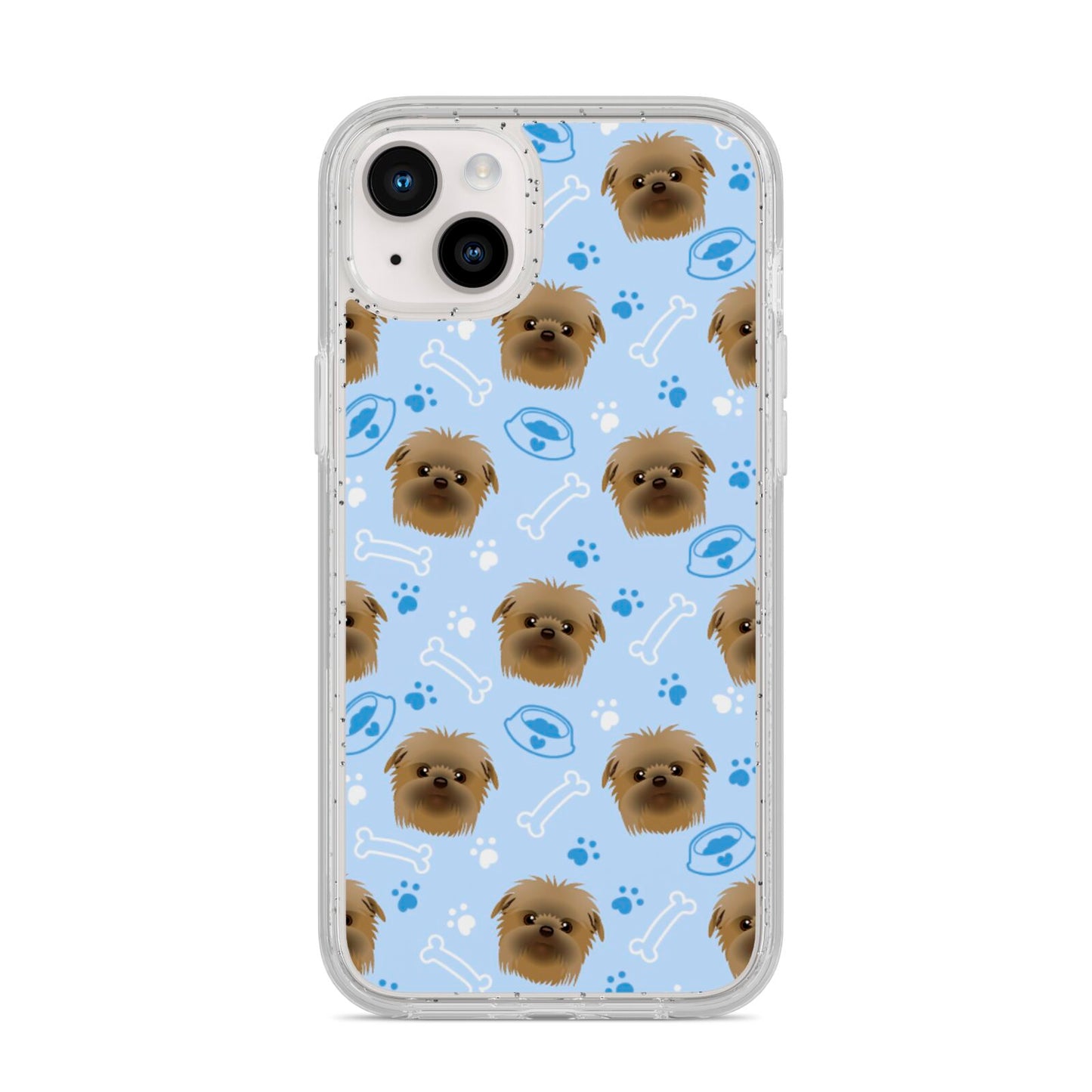 Personalised Affenpinscher Blue iPhone 14 Plus Glitter Tough Case Starlight