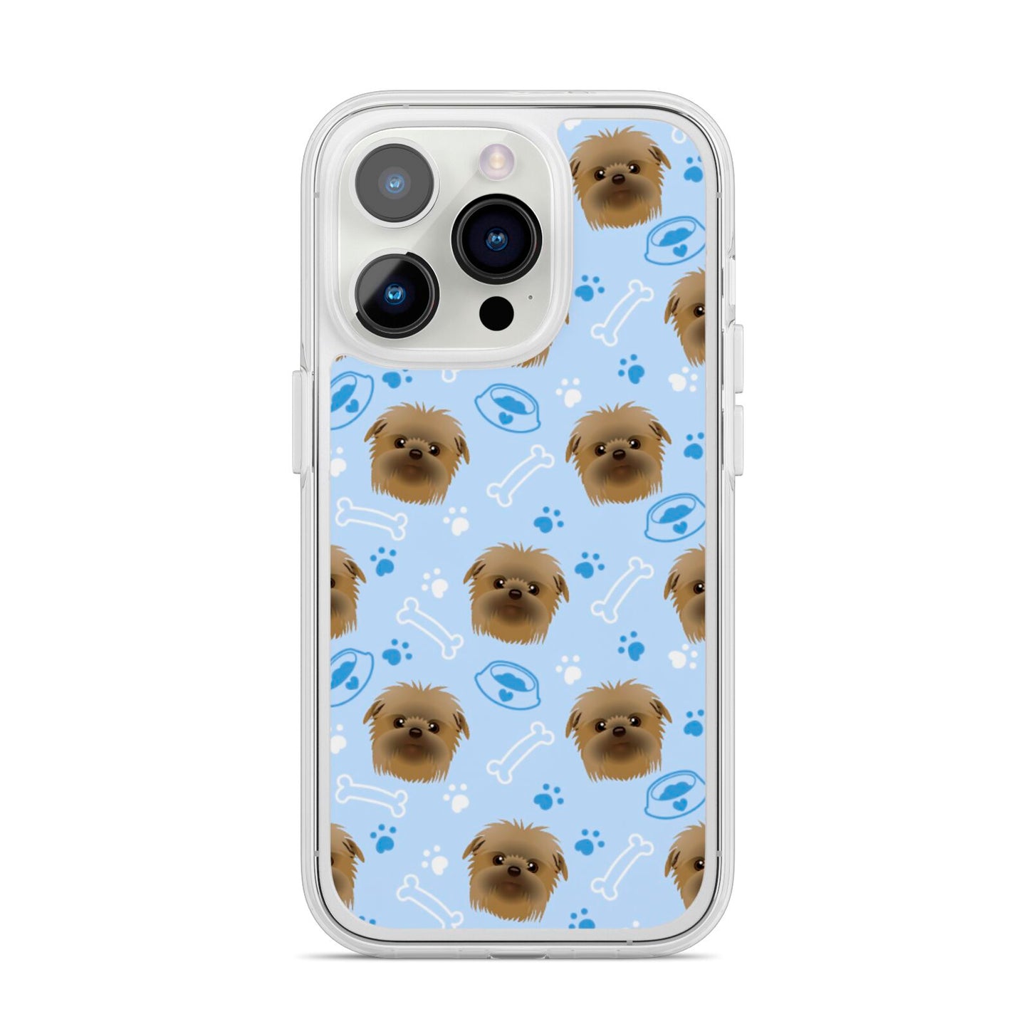 Personalised Affenpinscher Blue iPhone 14 Pro Clear Tough Case Silver