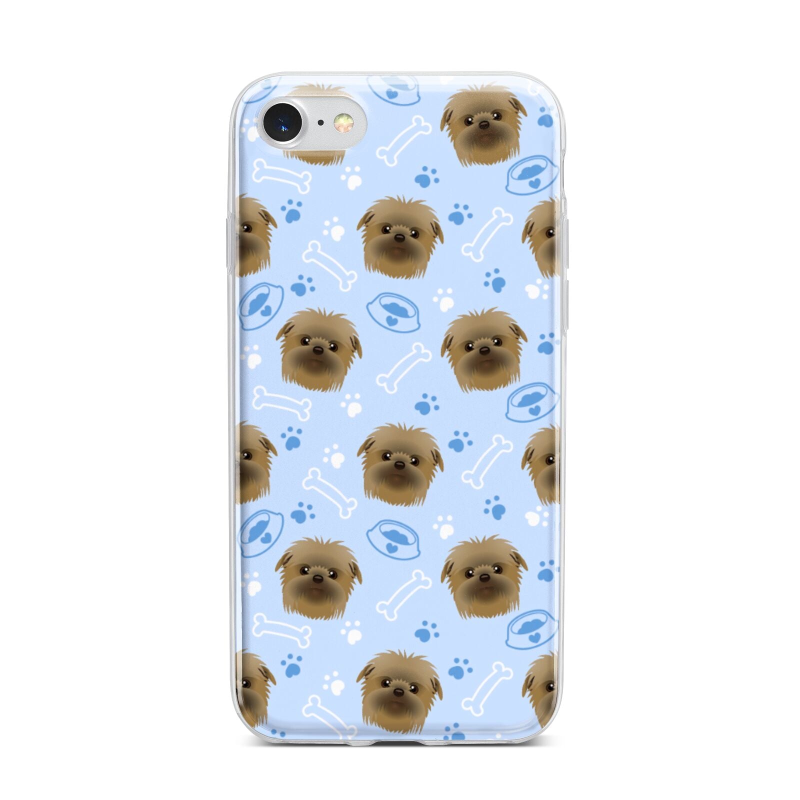 Personalised Affenpinscher Blue iPhone 7 Bumper Case on Silver iPhone