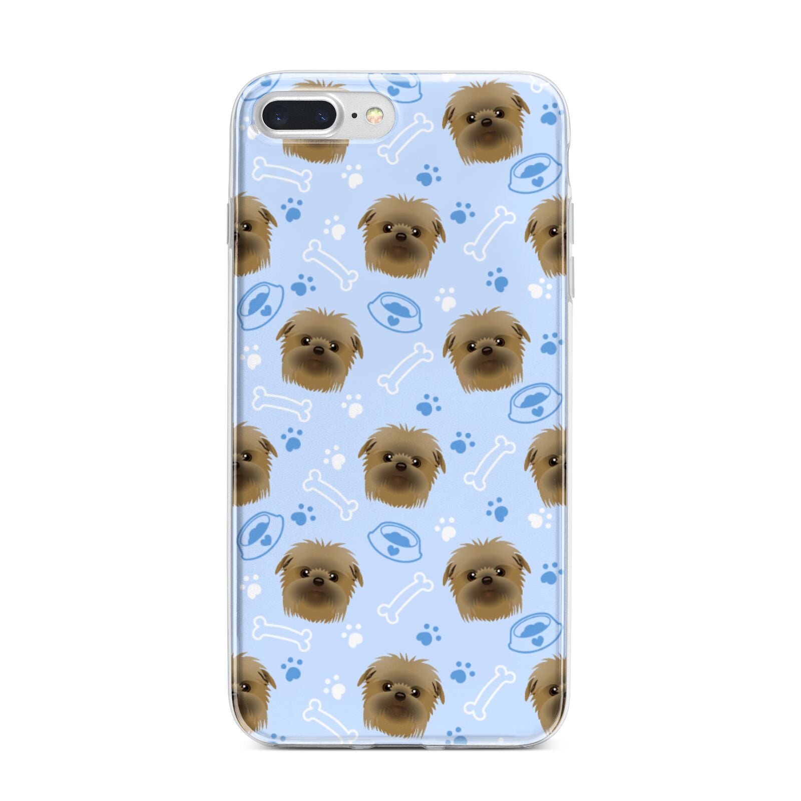 Personalised Affenpinscher Blue iPhone 7 Plus Bumper Case on Silver iPhone