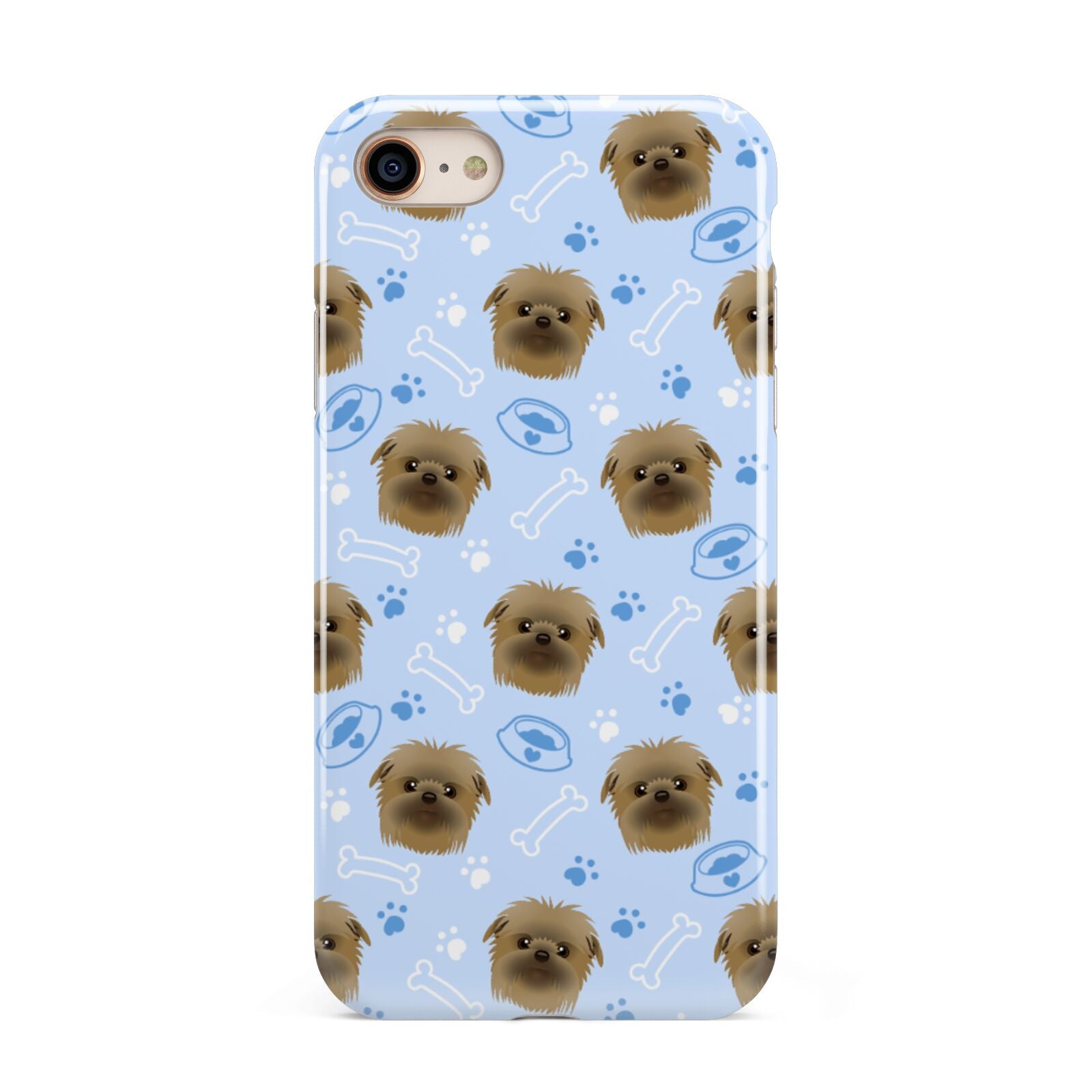 Personalised Affenpinscher Blue iPhone 8 3D Tough Case on Gold Phone