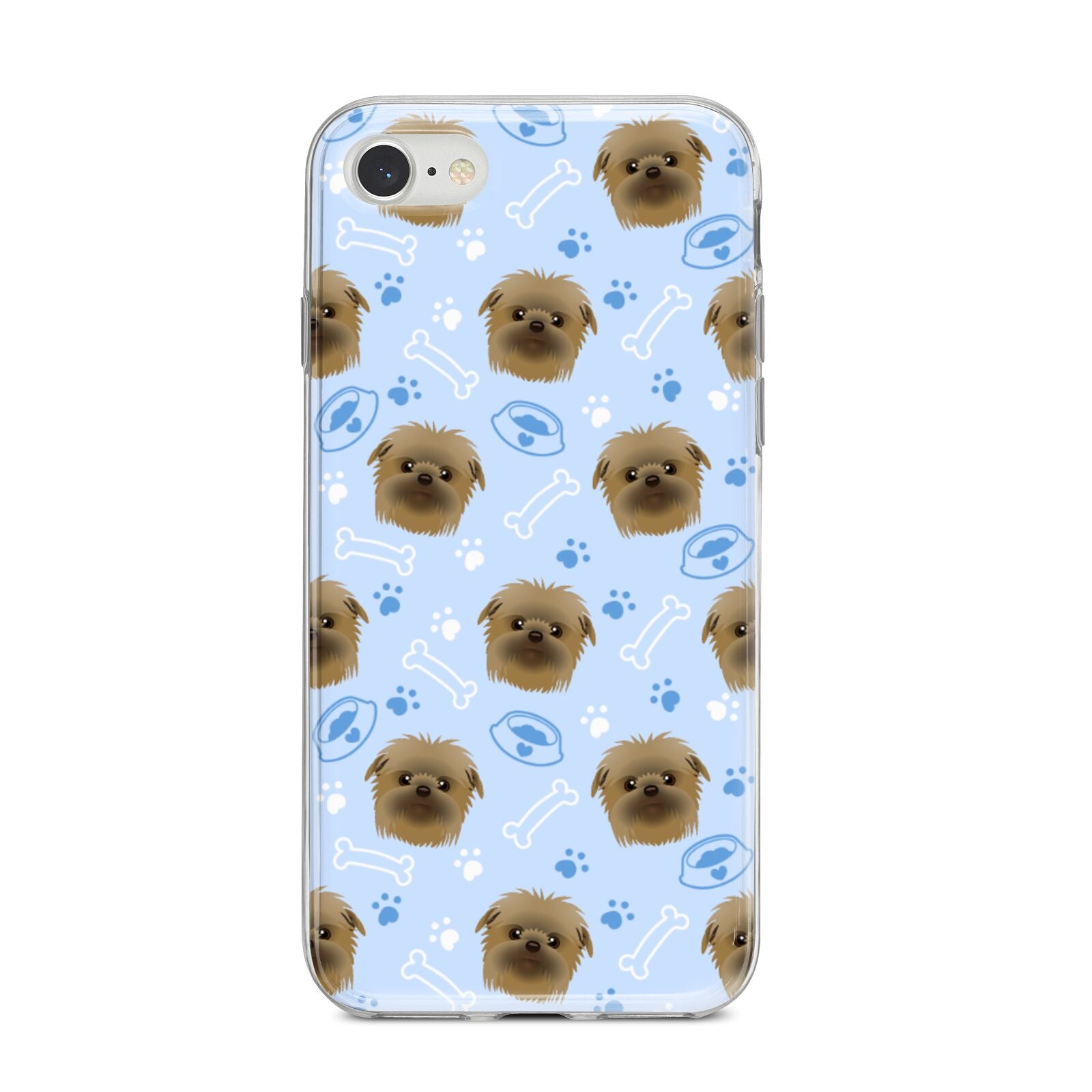 Personalised Affenpinscher Blue iPhone 8 Bumper Case on Silver iPhone