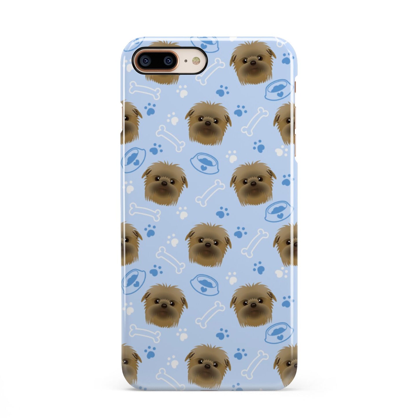 Personalised Affenpinscher Blue iPhone 8 Plus 3D Snap Case on Gold Phone