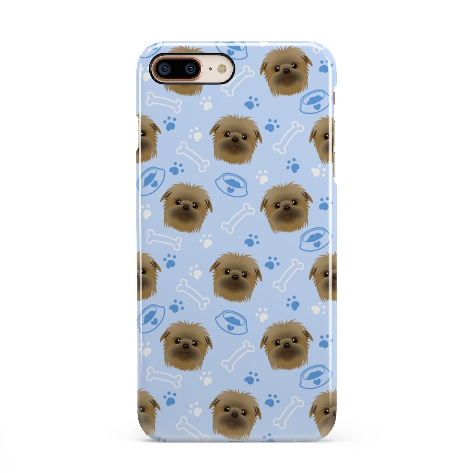 Personalised Affenpinscher Blue iPhone 8 Plus 3D Snap Case on Gold Phone