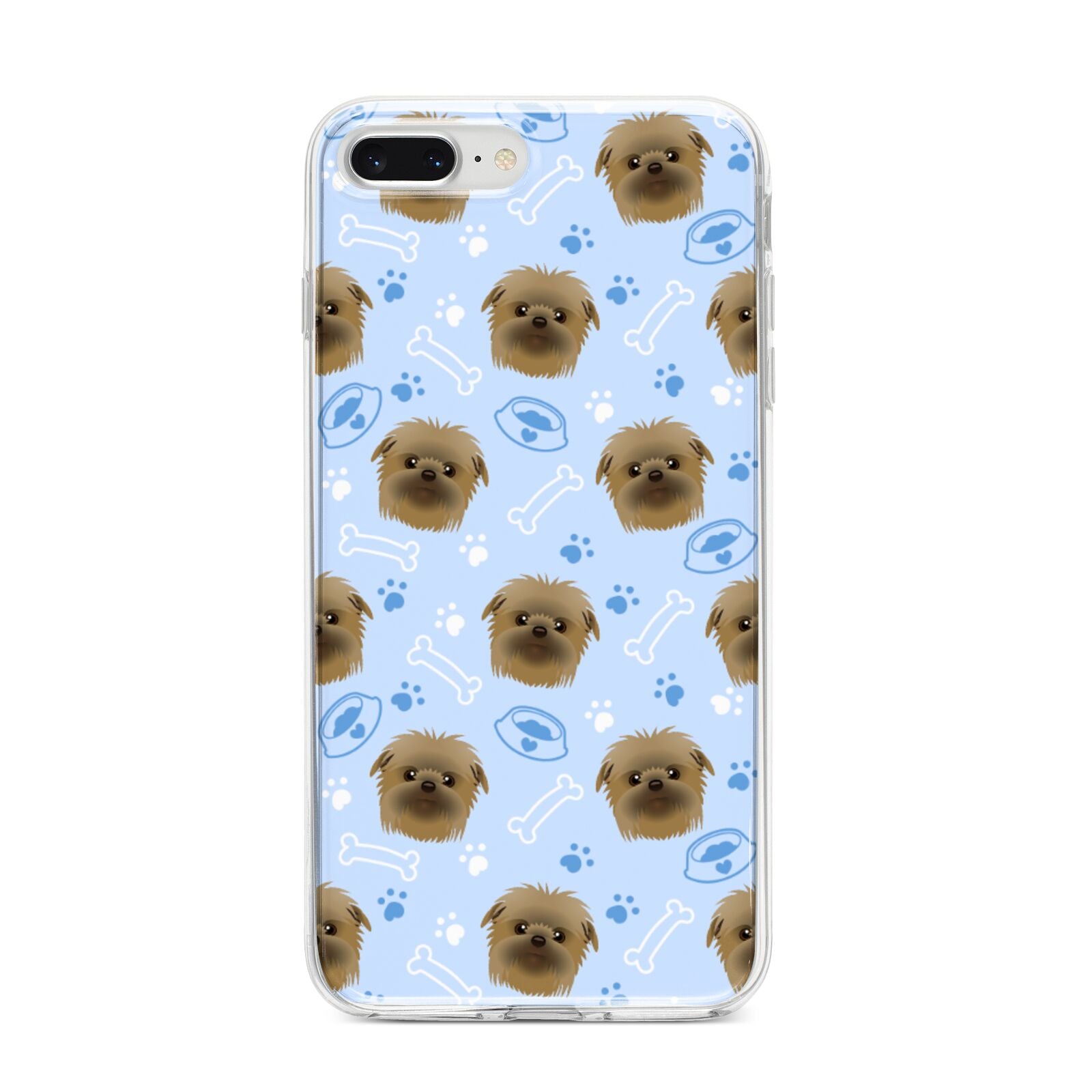 Personalised Affenpinscher Blue iPhone 8 Plus Bumper Case on Silver iPhone