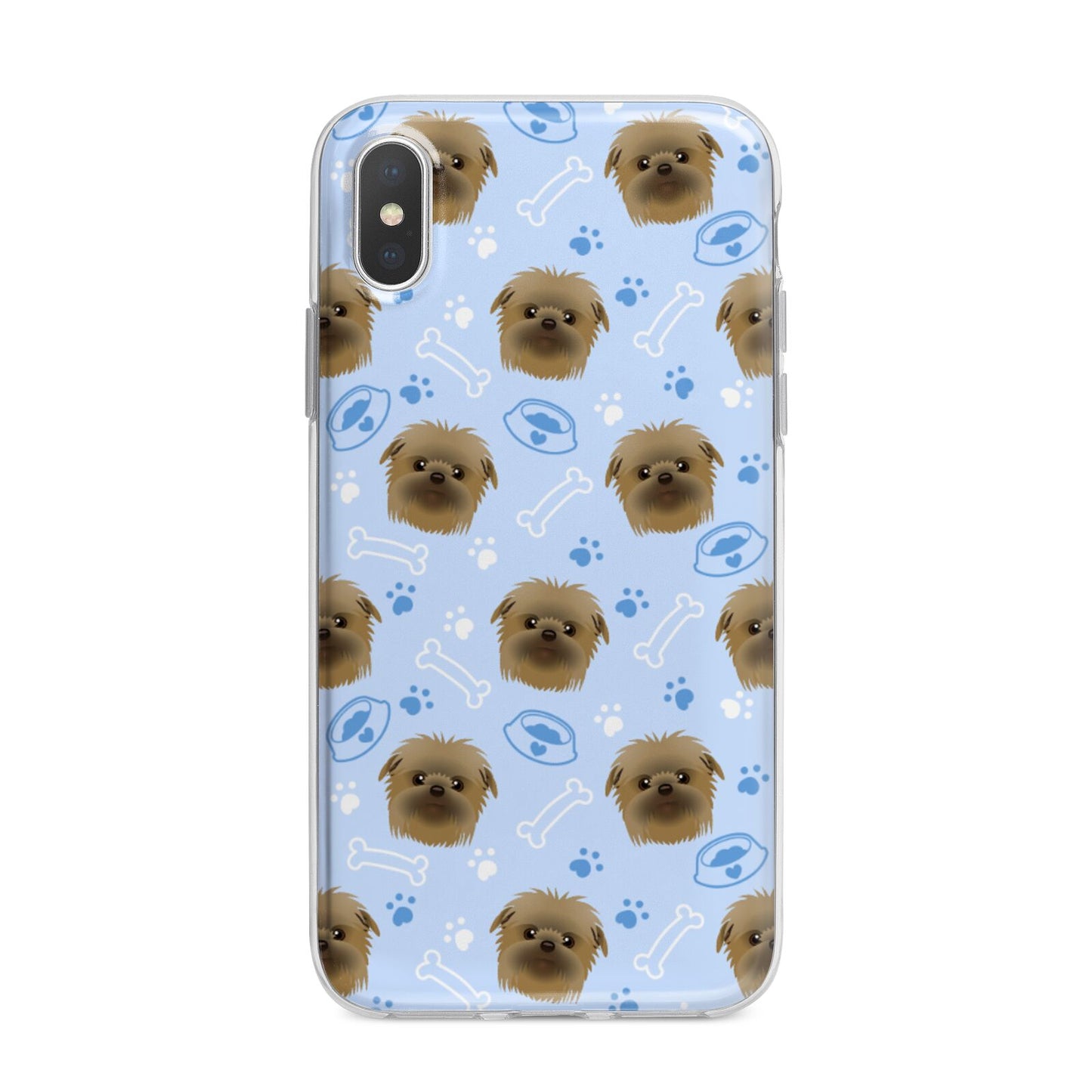 Personalised Affenpinscher Blue iPhone X Bumper Case on Silver iPhone Alternative Image 1