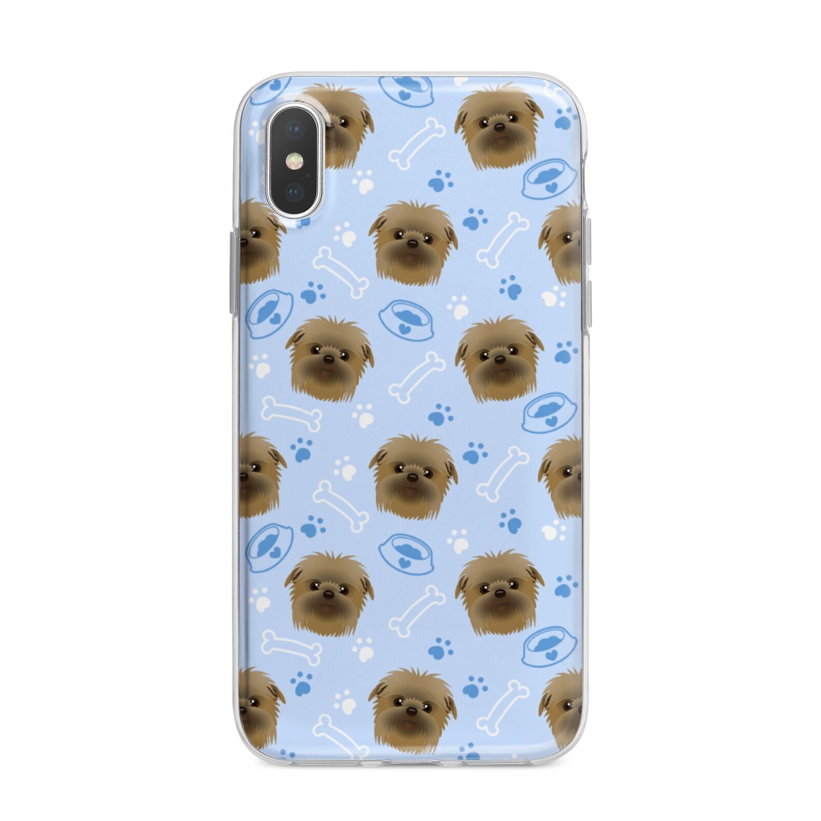Personalised Affenpinscher Blue iPhone X Bumper Case on Silver iPhone Alternative Image 1