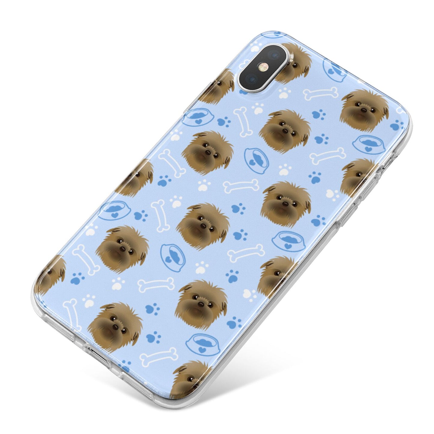 Personalised Affenpinscher Blue iPhone X Bumper Case on Silver iPhone