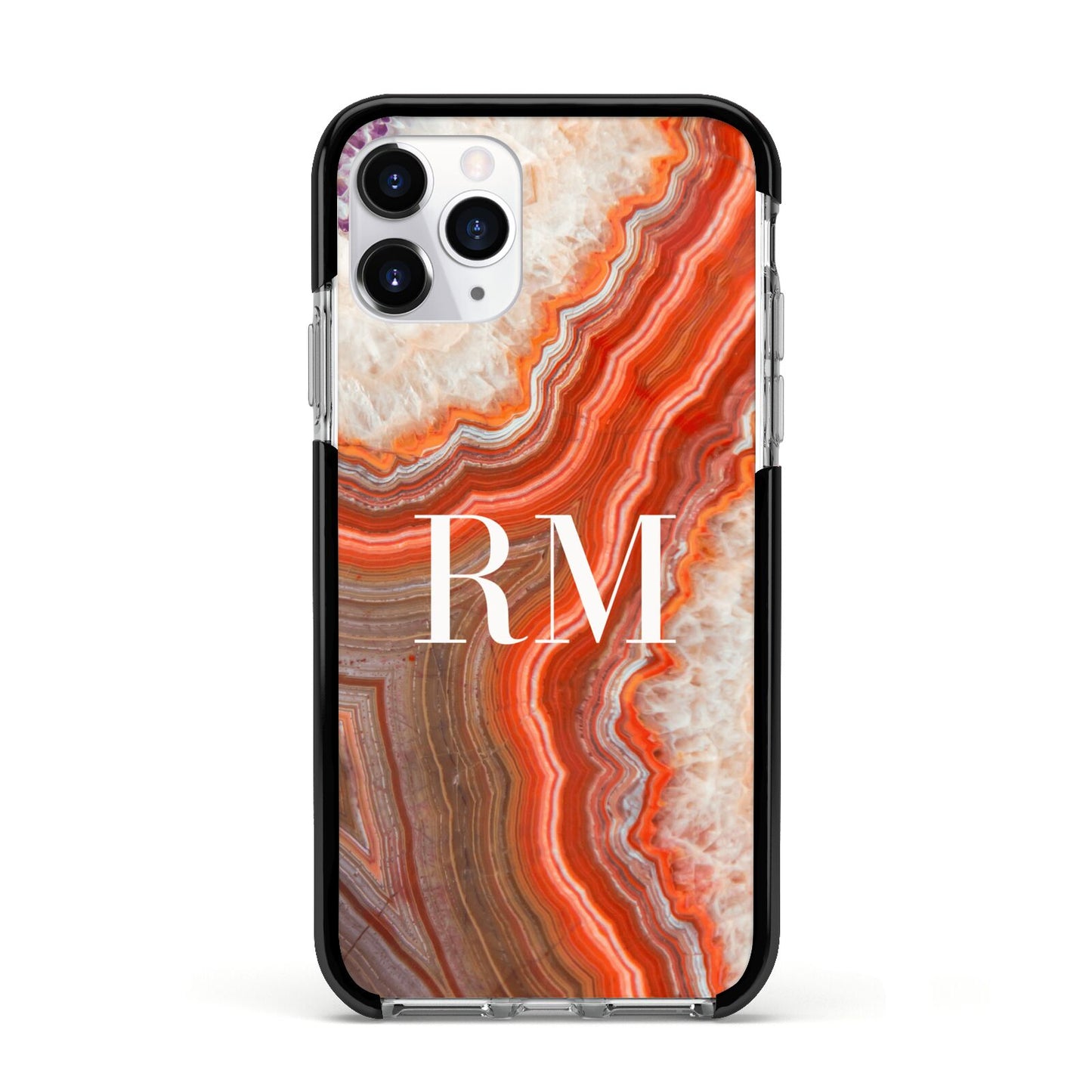Personalised Agate Apple iPhone 11 Pro in Silver with Black Impact Case