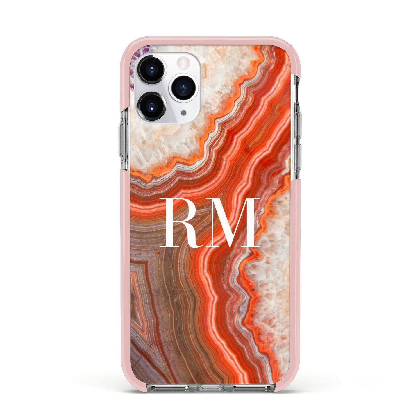 Personalised Agate Apple iPhone 11 Pro in Silver with Pink Impact Case