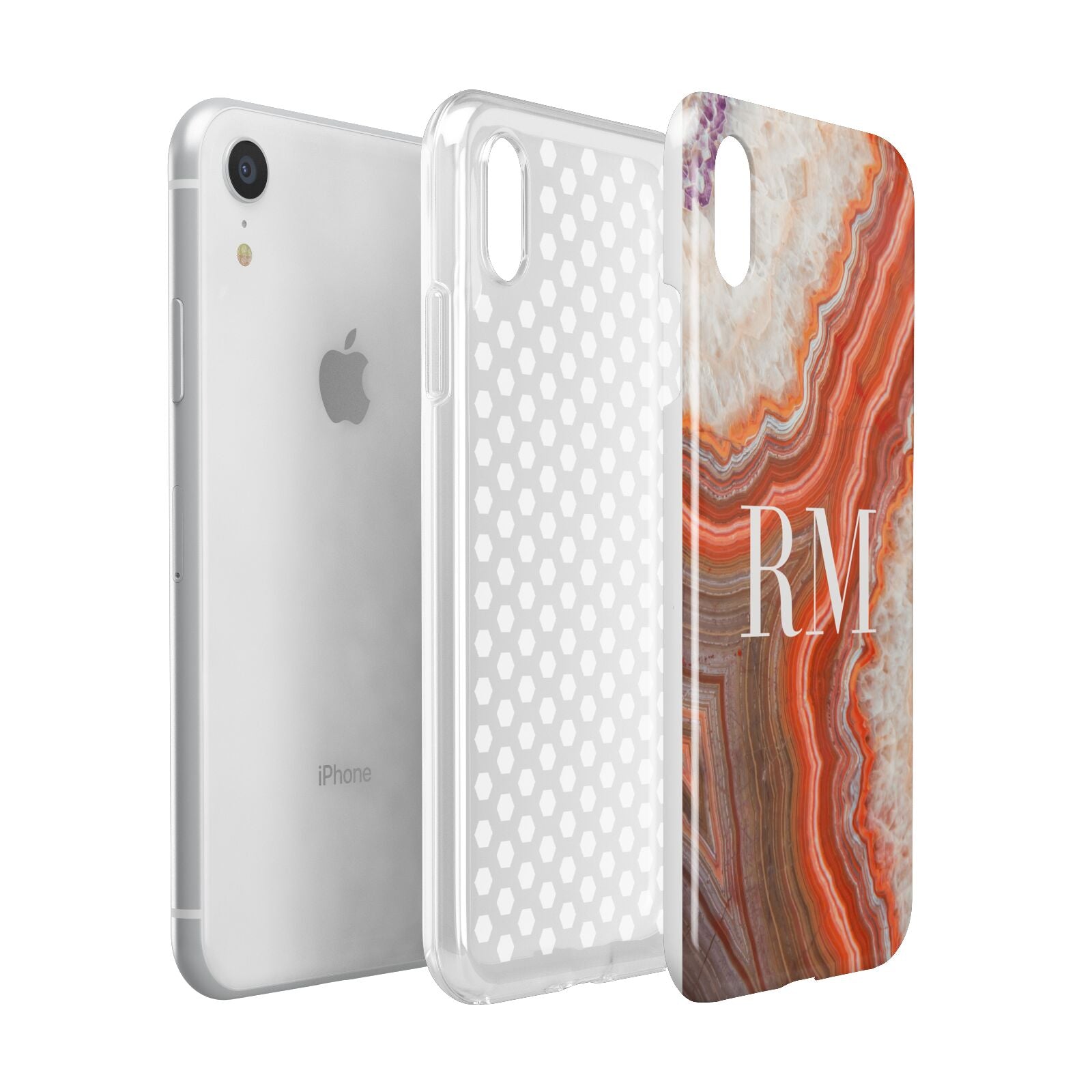 Personalised Agate Apple iPhone XR White 3D Tough Case Expanded view