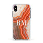Personalised Agate Apple iPhone Xs Impact Case White Edge on Silver Phone