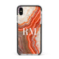 Personalised Agate Apple iPhone Xs Max Impact Case Black Edge on Silver Phone