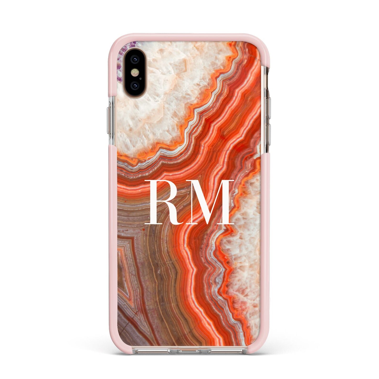 Personalised Agate Apple iPhone Xs Max Impact Case Pink Edge on Gold Phone