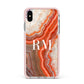 Personalised Agate Apple iPhone Xs Max Impact Case Pink Edge on Silver Phone