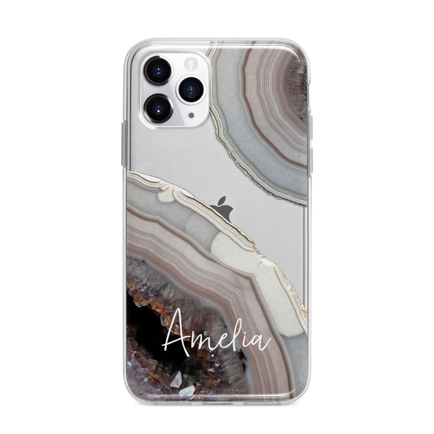 Personalised Agate Pink and Blue Initials Apple iPhone 11 Pro Max in Silver with Bumper Case