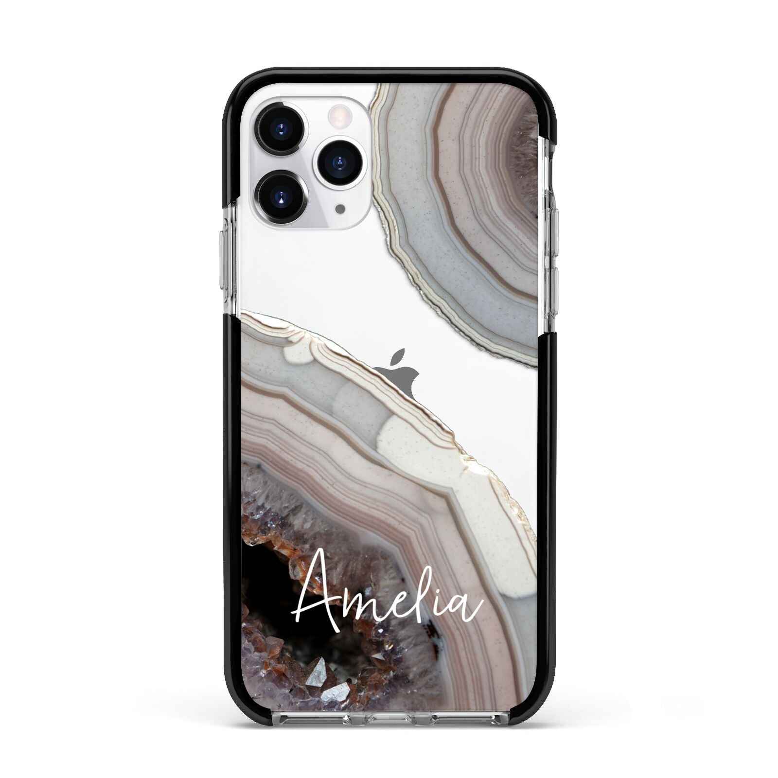 Personalised Agate Pink and Blue Initials Apple iPhone 11 Pro in Silver with Black Impact Case