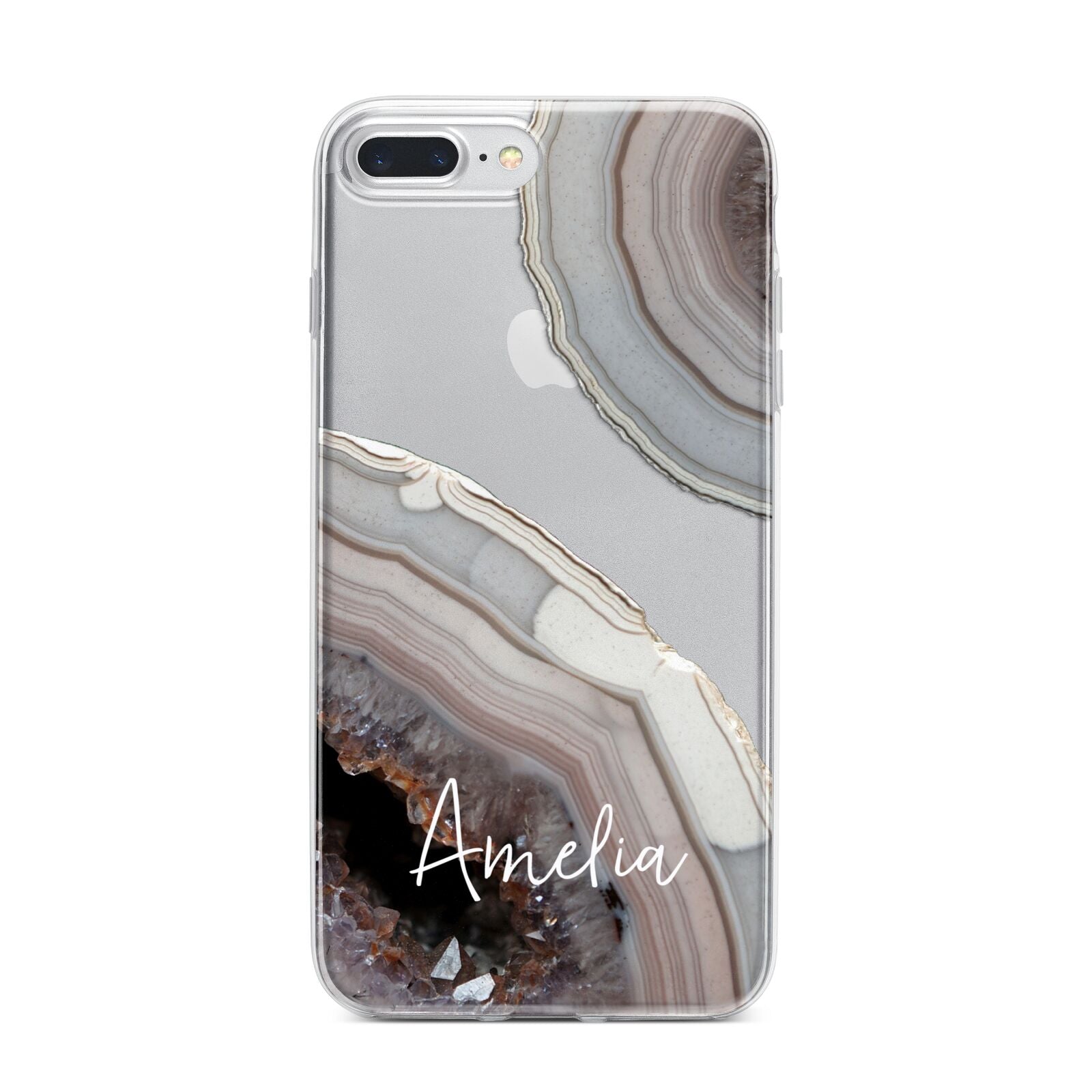 Personalised Agate Pink and Blue Initials iPhone 7 Plus Bumper Case on Silver iPhone