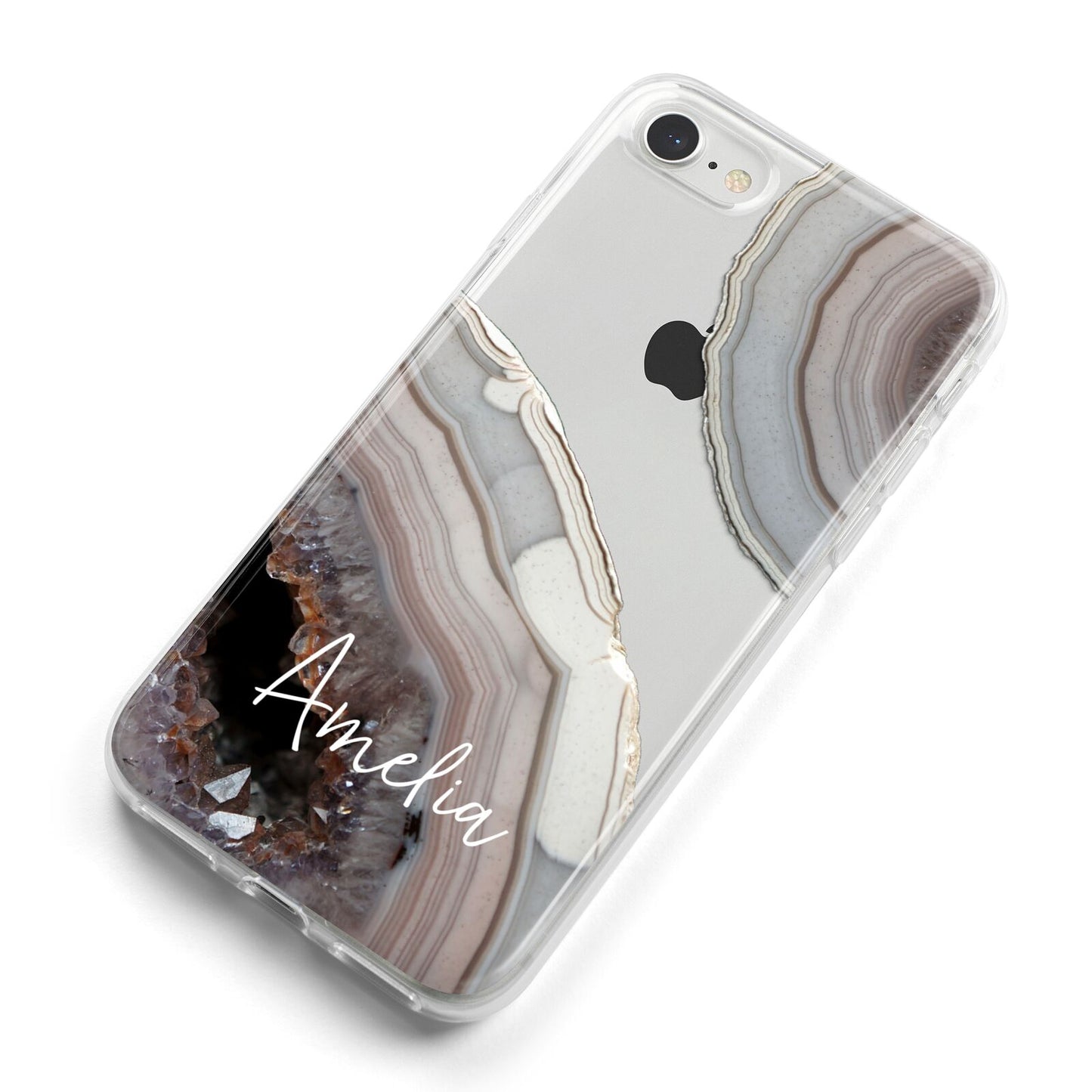 Personalised Agate Pink and Blue Initials iPhone 8 Bumper Case on Silver iPhone Alternative Image