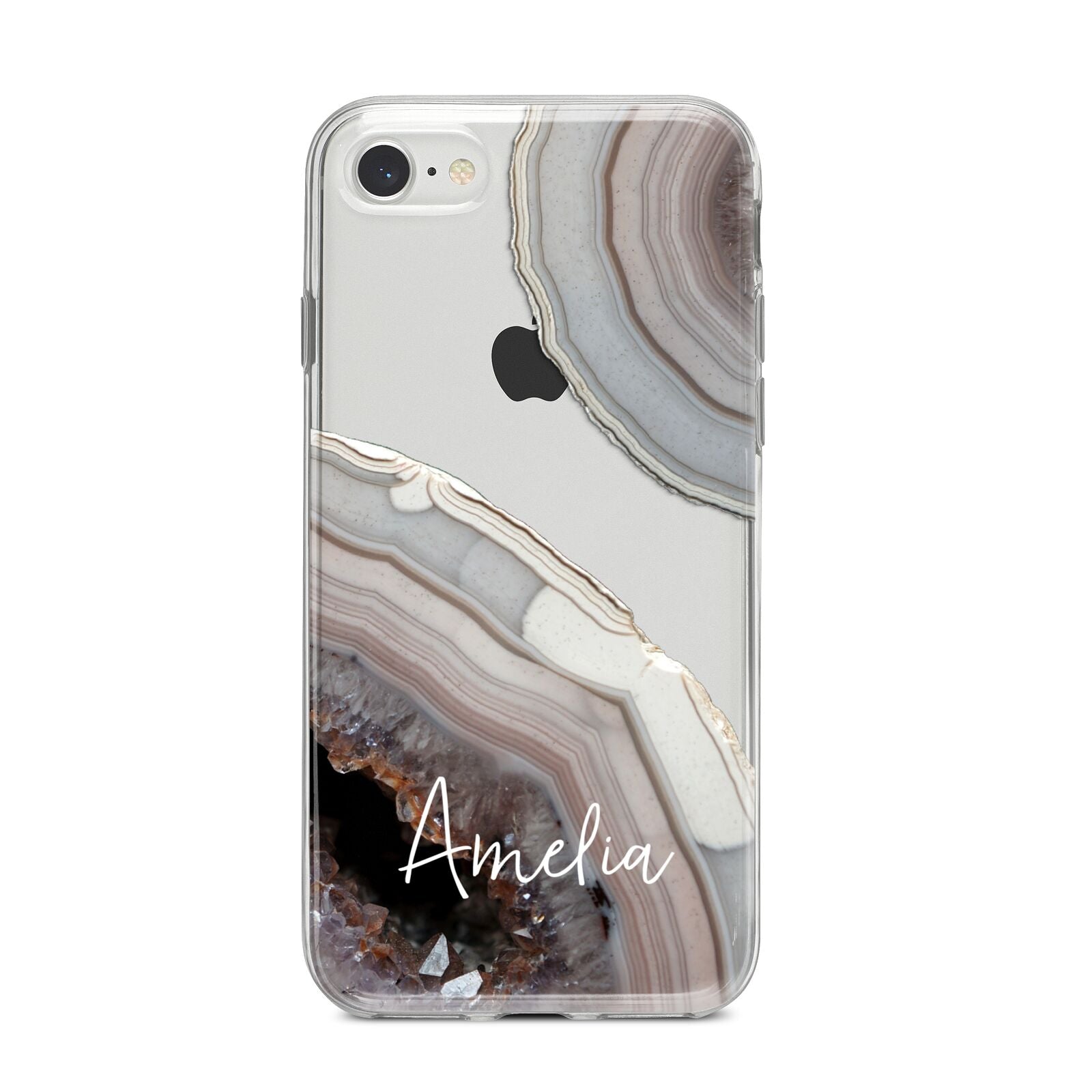 Personalised Agate Pink and Blue Initials iPhone 8 Bumper Case on Silver iPhone