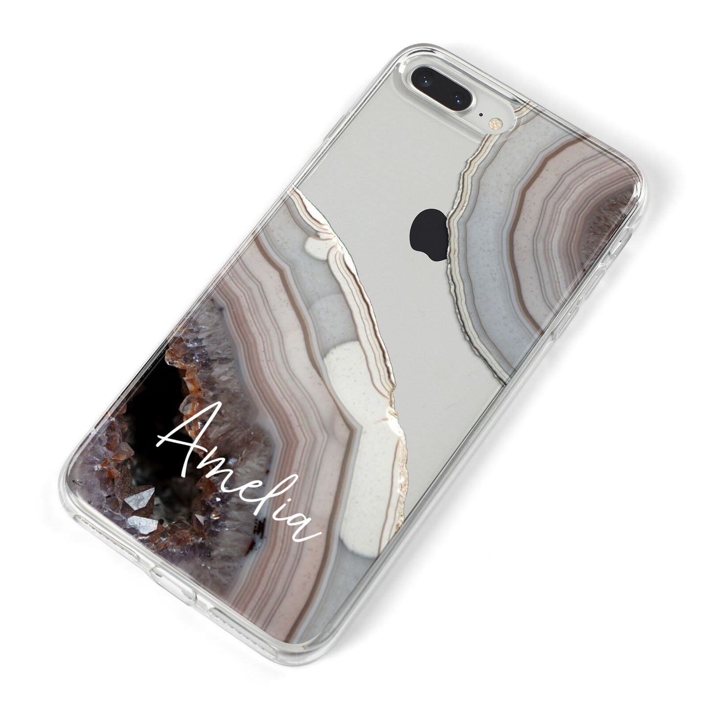 Personalised Agate Pink and Blue Initials iPhone 8 Plus Bumper Case on Silver iPhone Alternative Image