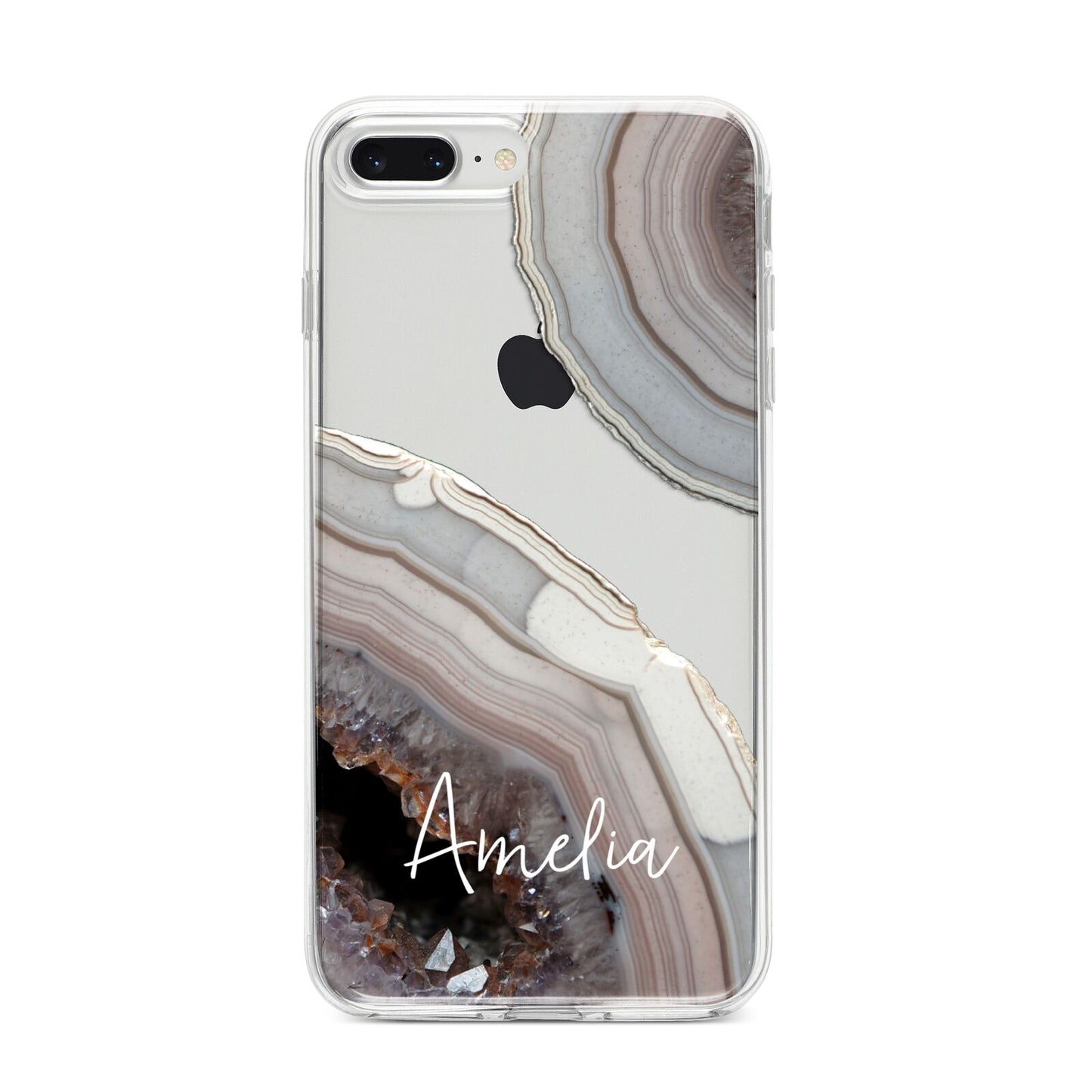 Personalised Agate Pink and Blue Initials iPhone 8 Plus Bumper Case on Silver iPhone