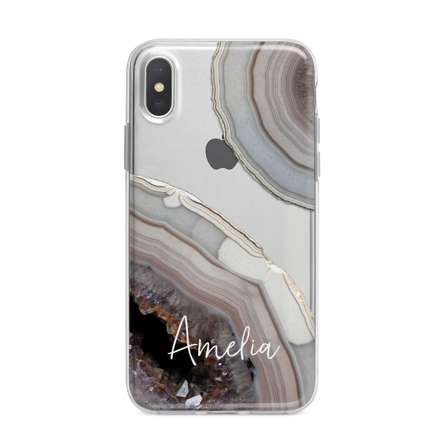 Personalised Agate Pink and Blue Initials iPhone X Bumper Case on Silver iPhone Alternative Image 1