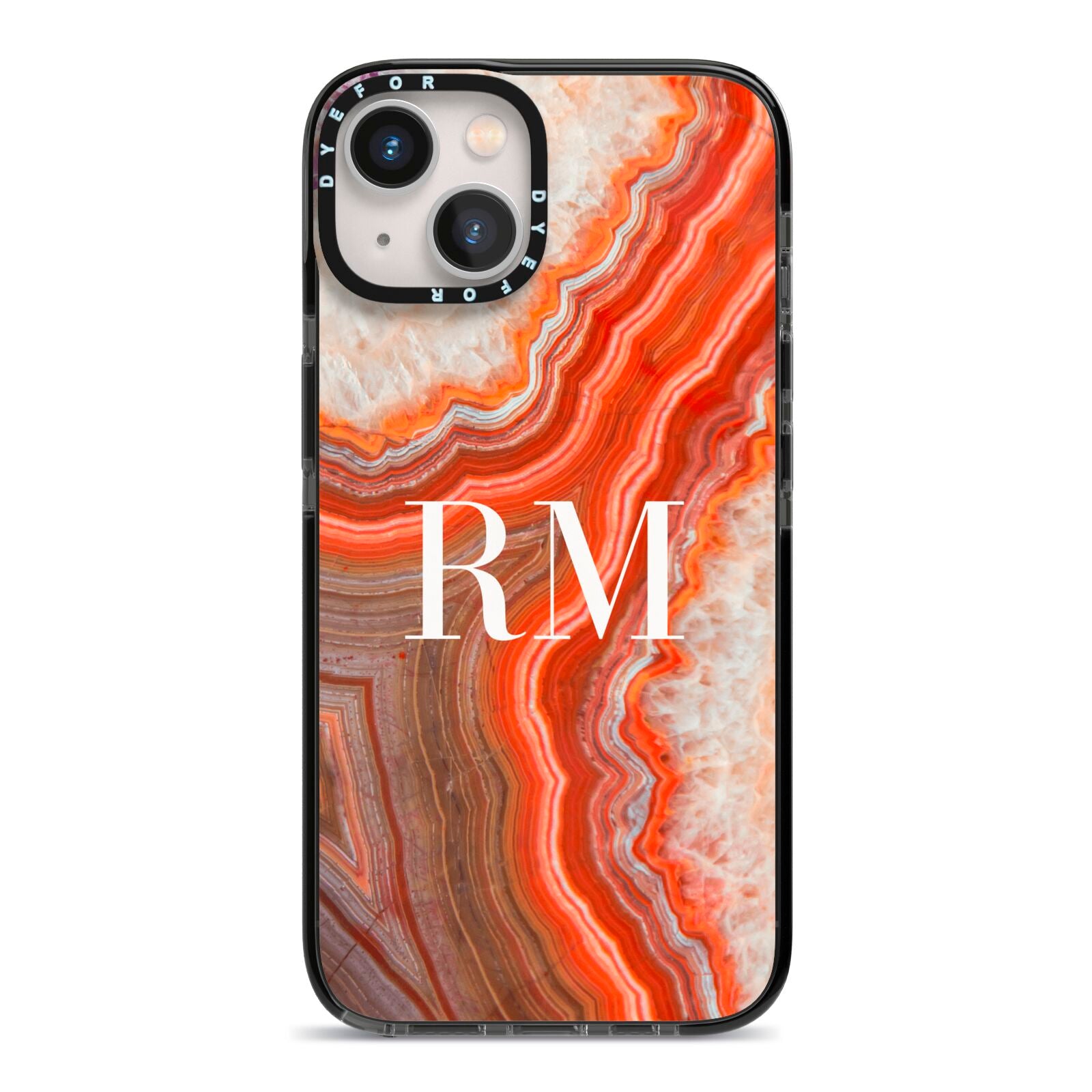 Personalised Agate iPhone 13 Black Impact Case on Silver phone